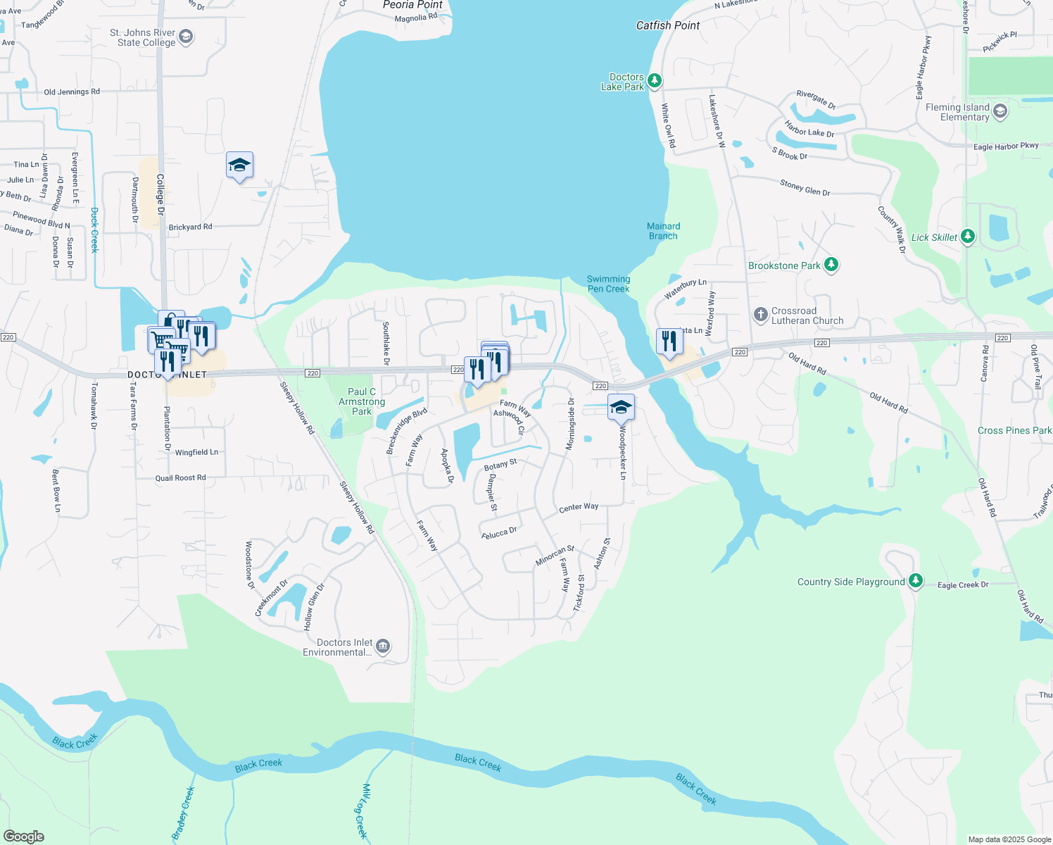 map of restaurants, bars, coffee shops, grocery stores, and more near 1673 Ashwood Circle in Middleburg