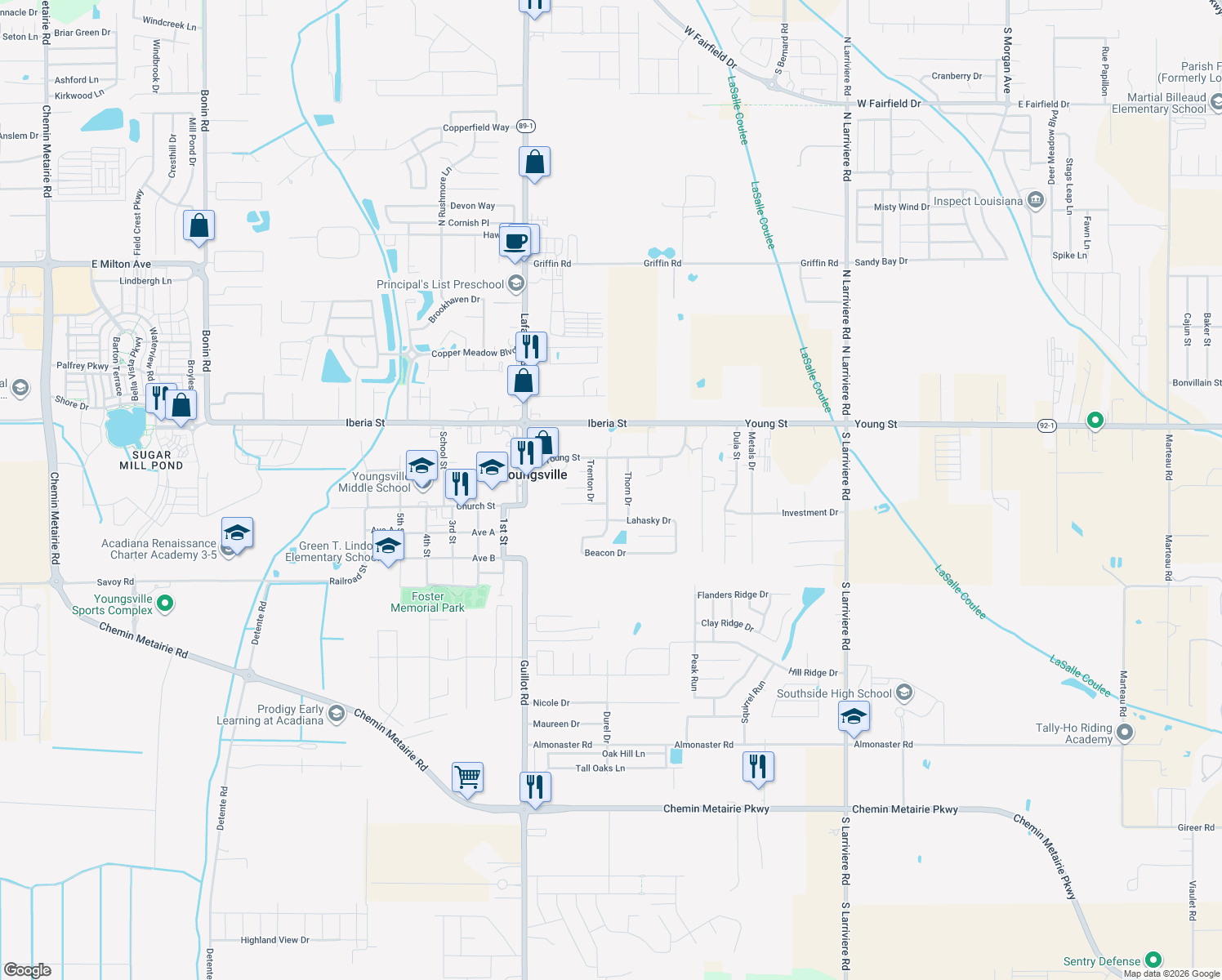 map of restaurants, bars, coffee shops, grocery stores, and more near 131 Beacon Dr in Youngsville