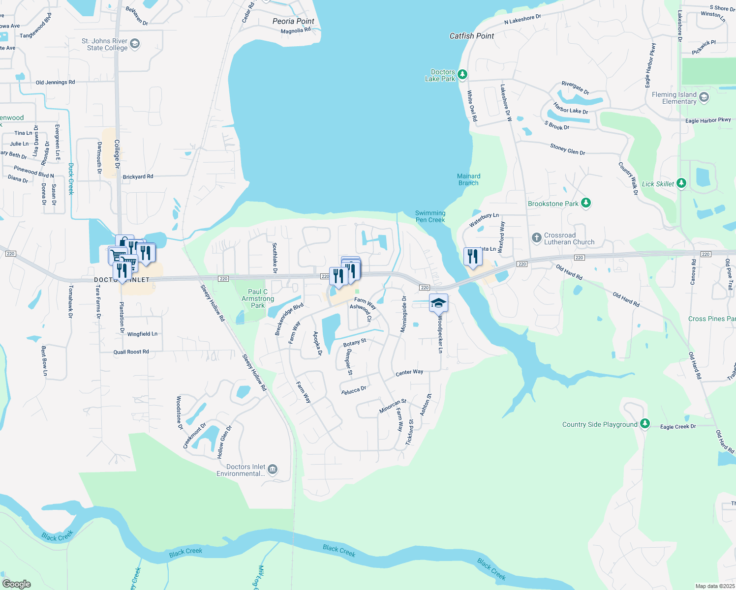 map of restaurants, bars, coffee shops, grocery stores, and more near 1621 Morningside Drive in Middleburg