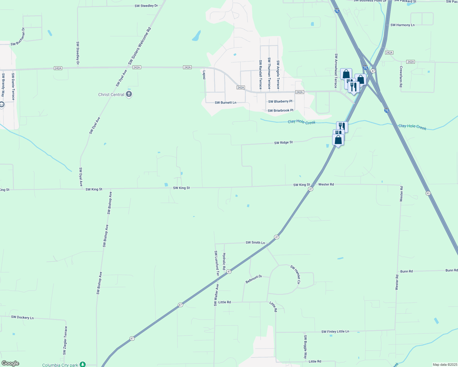 map of restaurants, bars, coffee shops, grocery stores, and more near 811 Southwest King Street in Lake City