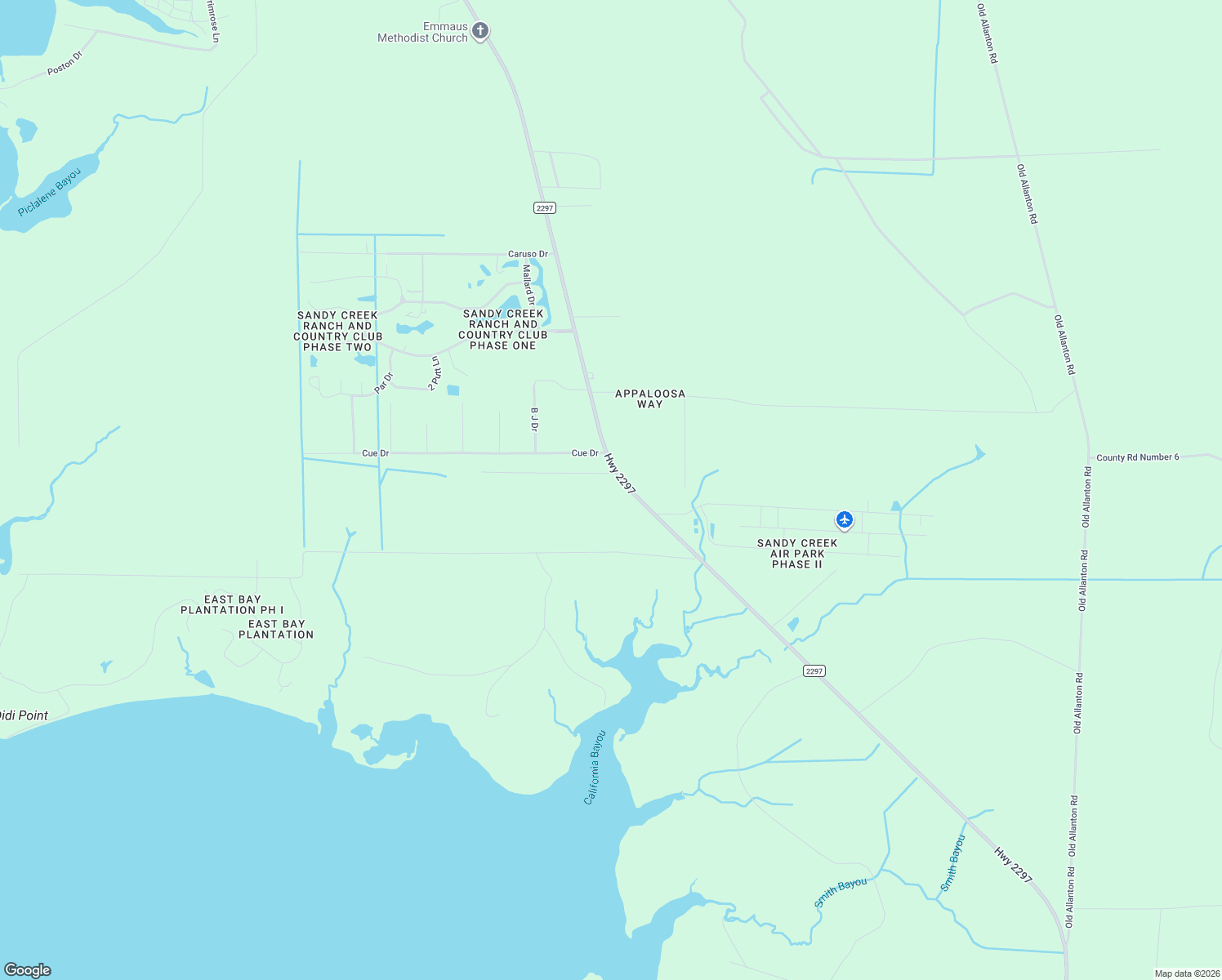 map of restaurants, bars, coffee shops, grocery stores, and more near 2302 Highway 2297 in Panama City
