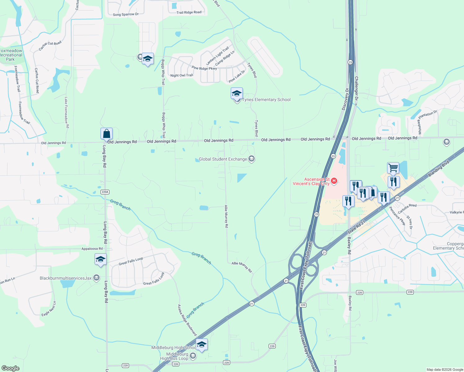 map of restaurants, bars, coffee shops, grocery stores, and more near 1660 Sedgwick Drive in Middleburg