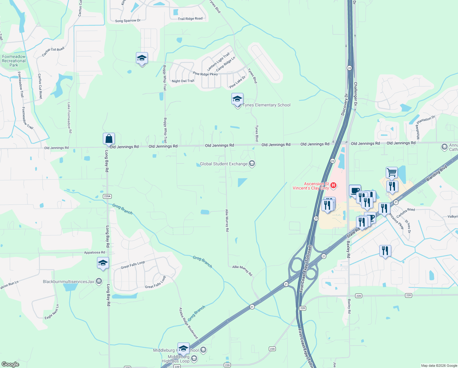 map of restaurants, bars, coffee shops, grocery stores, and more near 1660 Sedgwick Drive in Middleburg