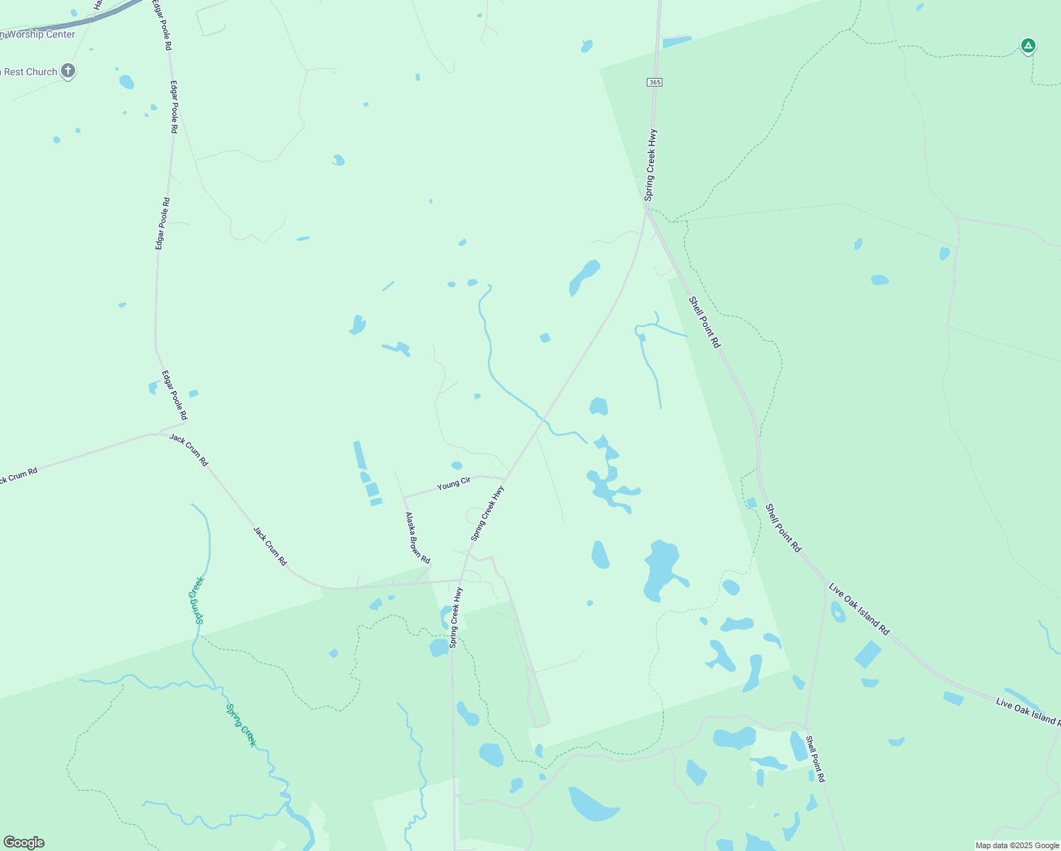 map of restaurants, bars, coffee shops, grocery stores, and more near 3384 Spring Creek Highway in Crawfordville