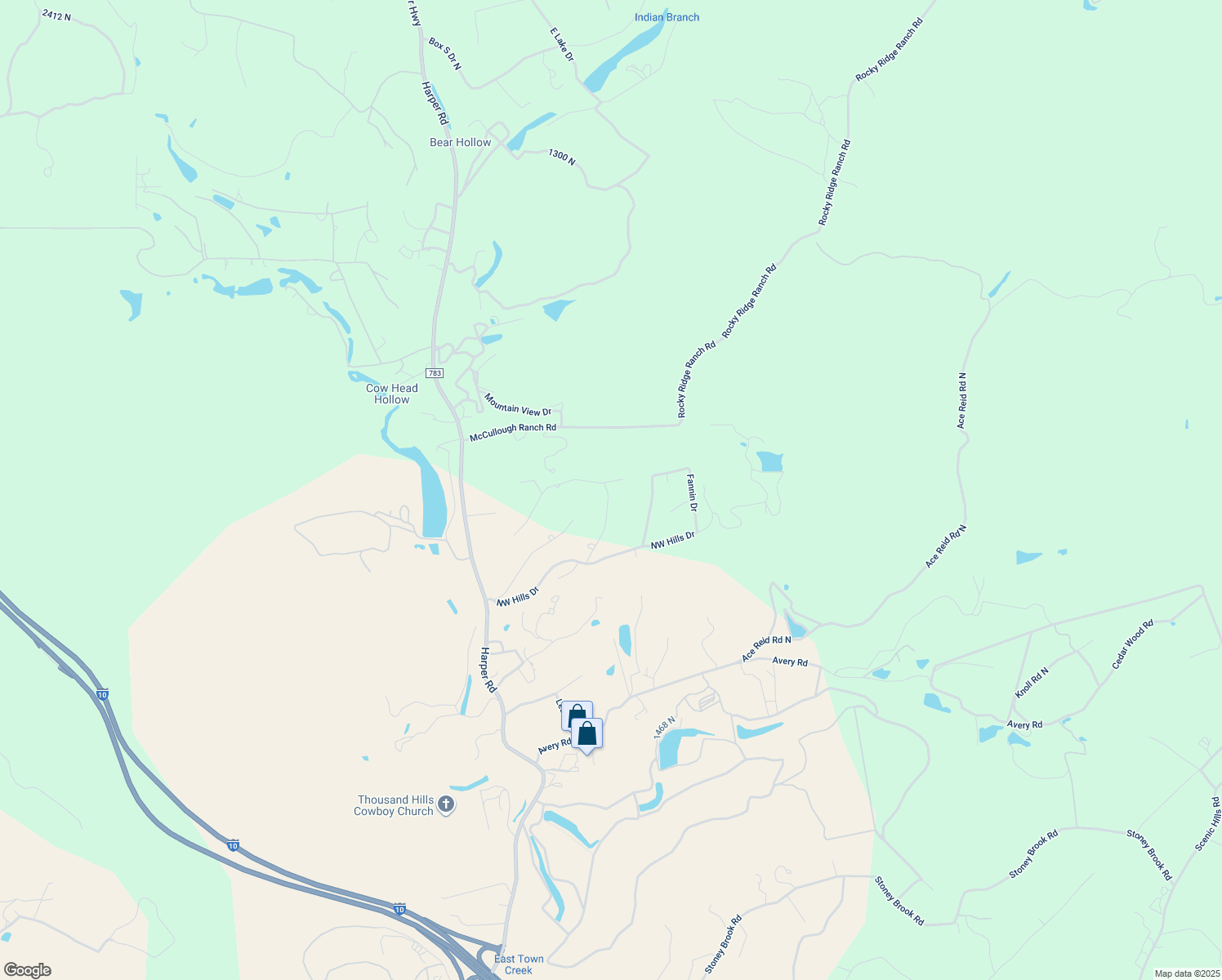 map of restaurants, bars, coffee shops, grocery stores, and more near 142 Crockett Drive in Kerrville