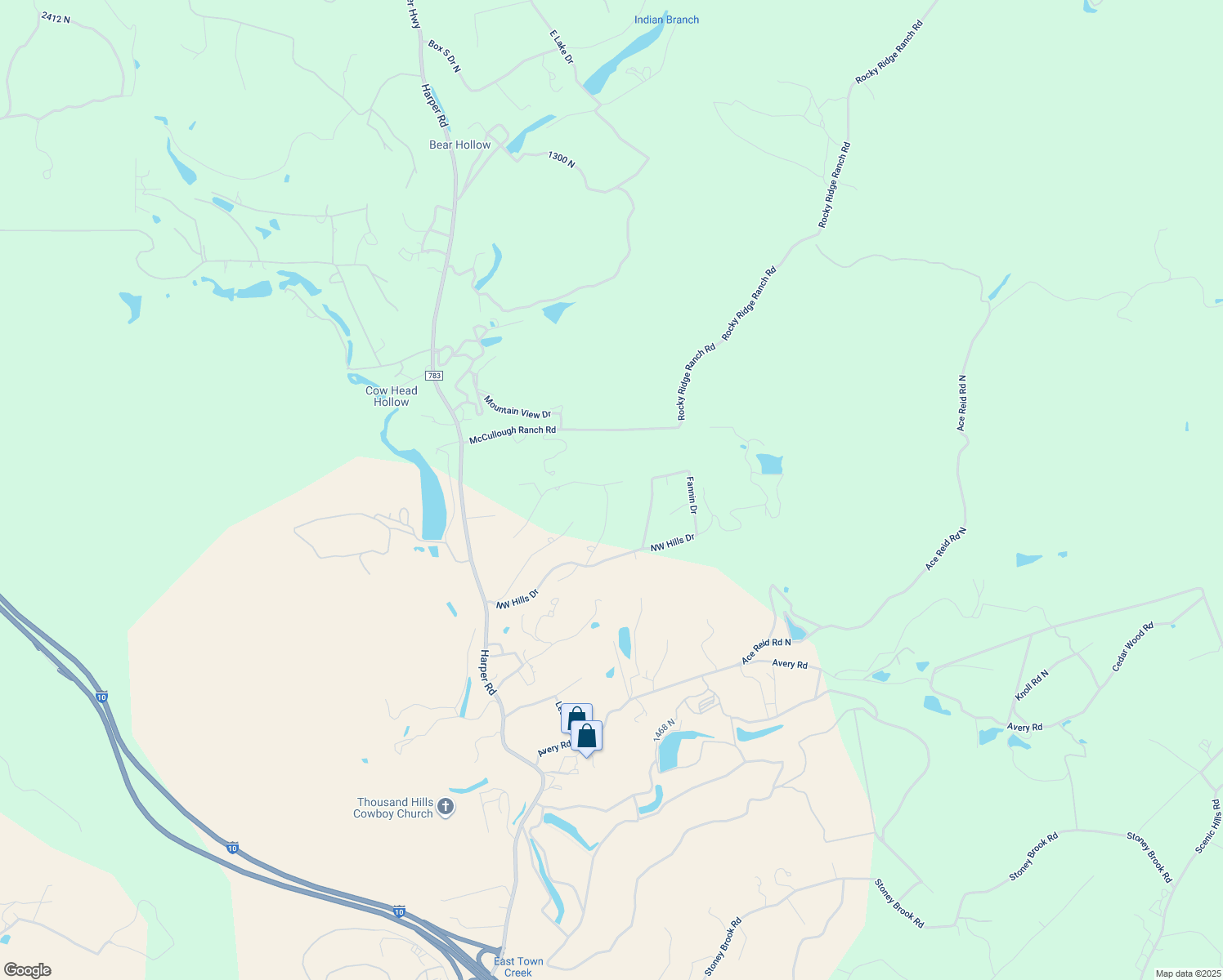 map of restaurants, bars, coffee shops, grocery stores, and more near 142 Crockett Drive in Kerrville