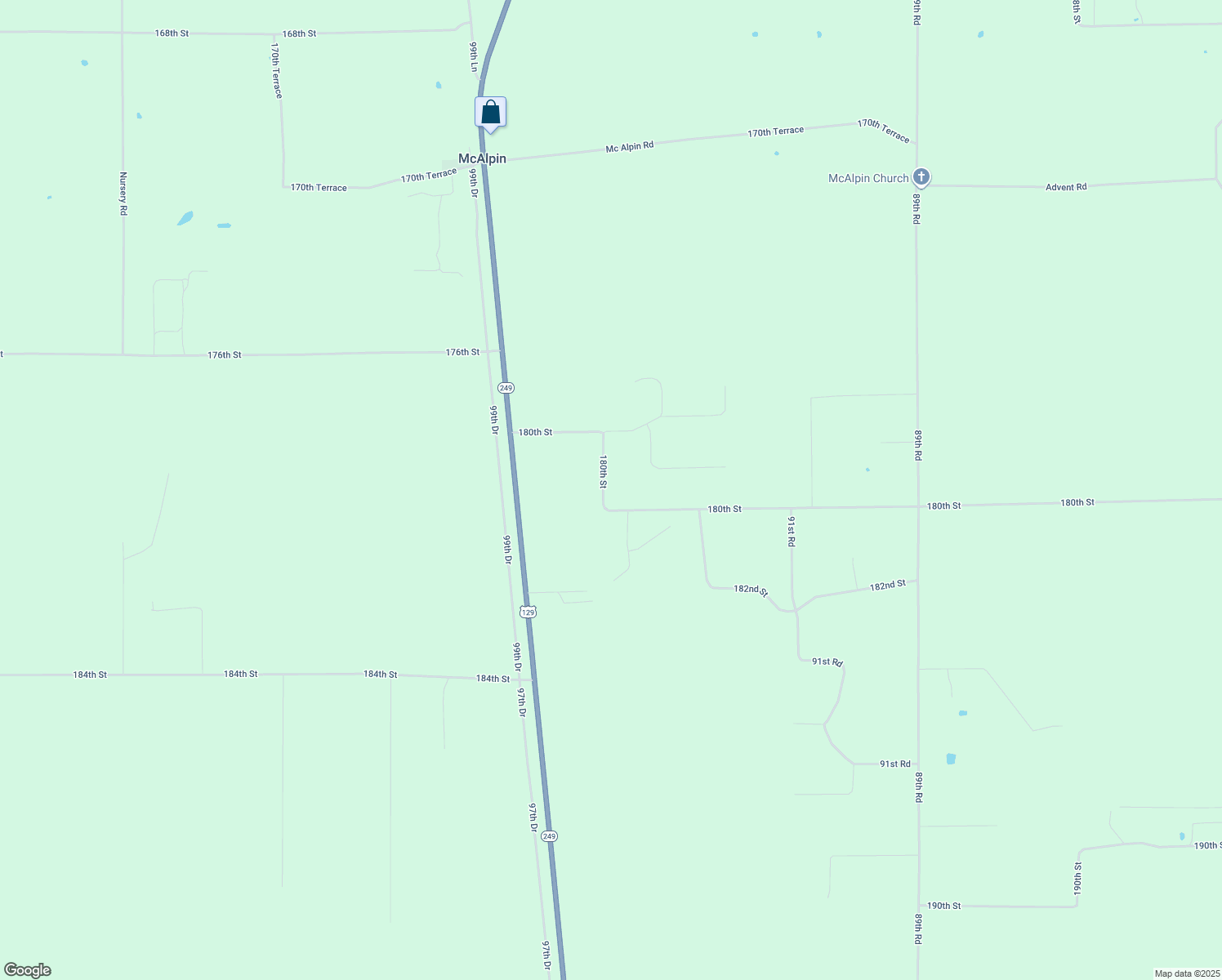 map of restaurants, bars, coffee shops, grocery stores, and more near 9563 South Mc Alpin Road in McAlpin