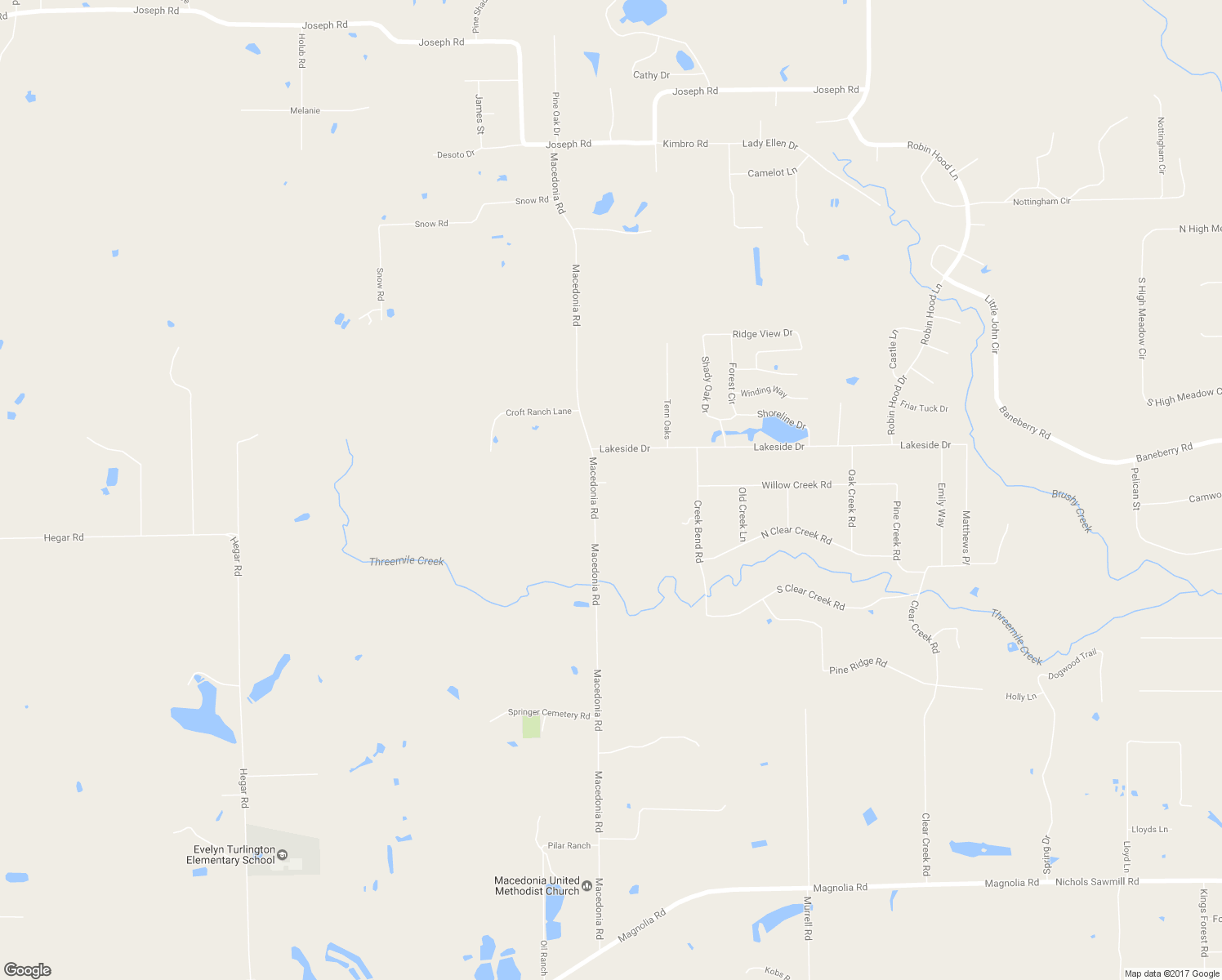 map of restaurants, bars, coffee shops, grocery stores, and more near 24640 Macedonia Road in Hockley