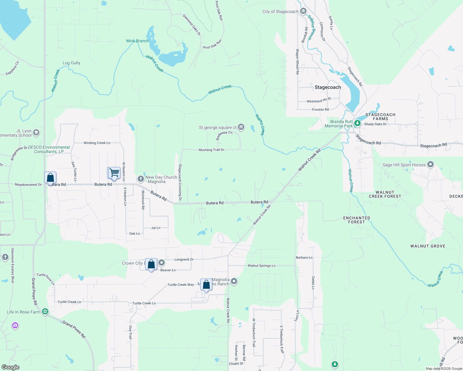 map of restaurants, bars, coffee shops, grocery stores, and more near 16506 Butera Road in Magnolia