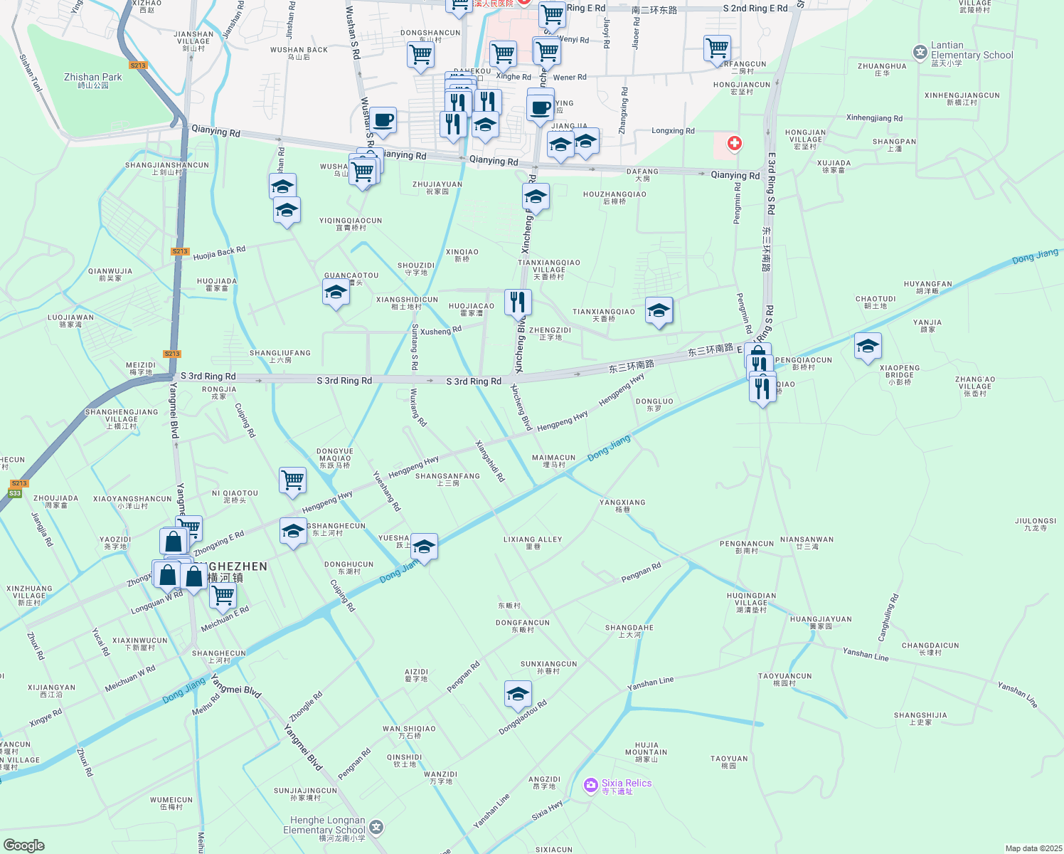 map of restaurants, bars, coffee shops, grocery stores, and more near Xin Cheng Da Dao in Ning Bo Shi