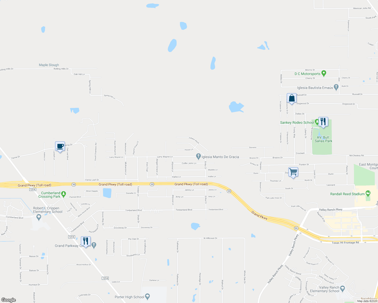 map of restaurants, bars, coffee shops, grocery stores, and more near 19232 Haven Drive in Porter