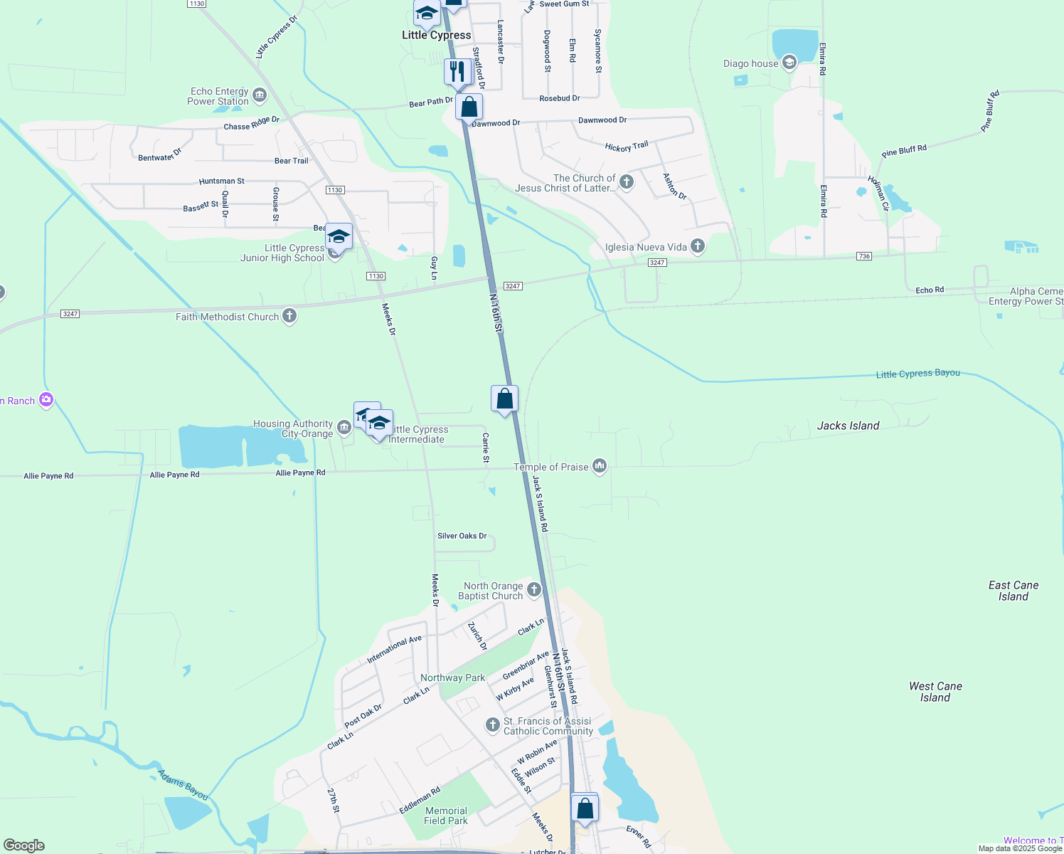 map of restaurants, bars, coffee shops, grocery stores, and more near 5711 Mickler Dr in Orange