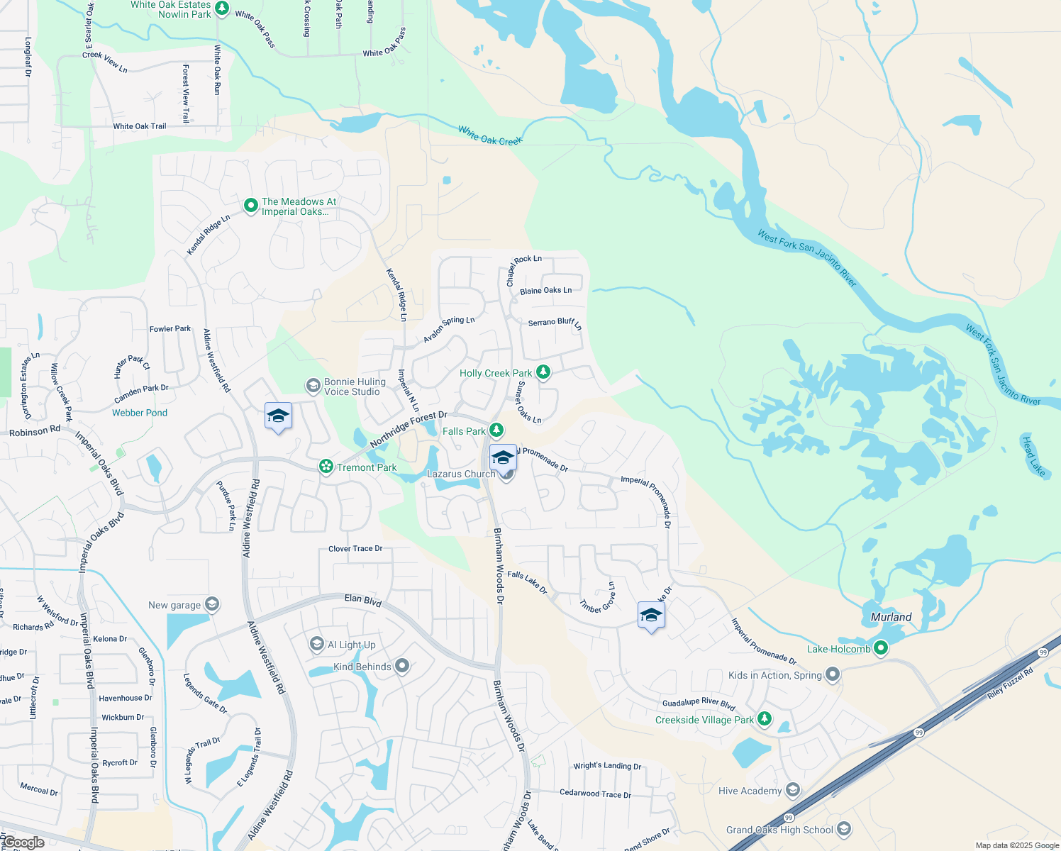 map of restaurants, bars, coffee shops, grocery stores, and more near 31327 Sunset Oaks Lane in Spring