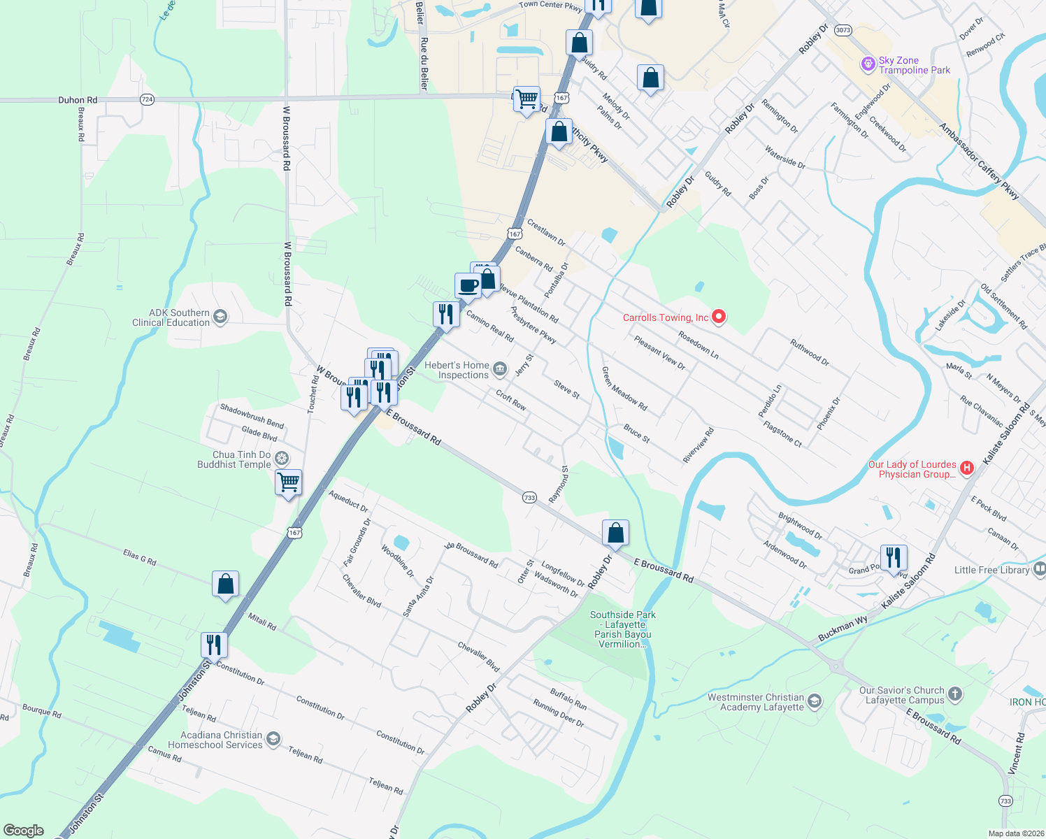 map of restaurants, bars, coffee shops, grocery stores, and more near 300 Dunvegan Ct in Lafayette