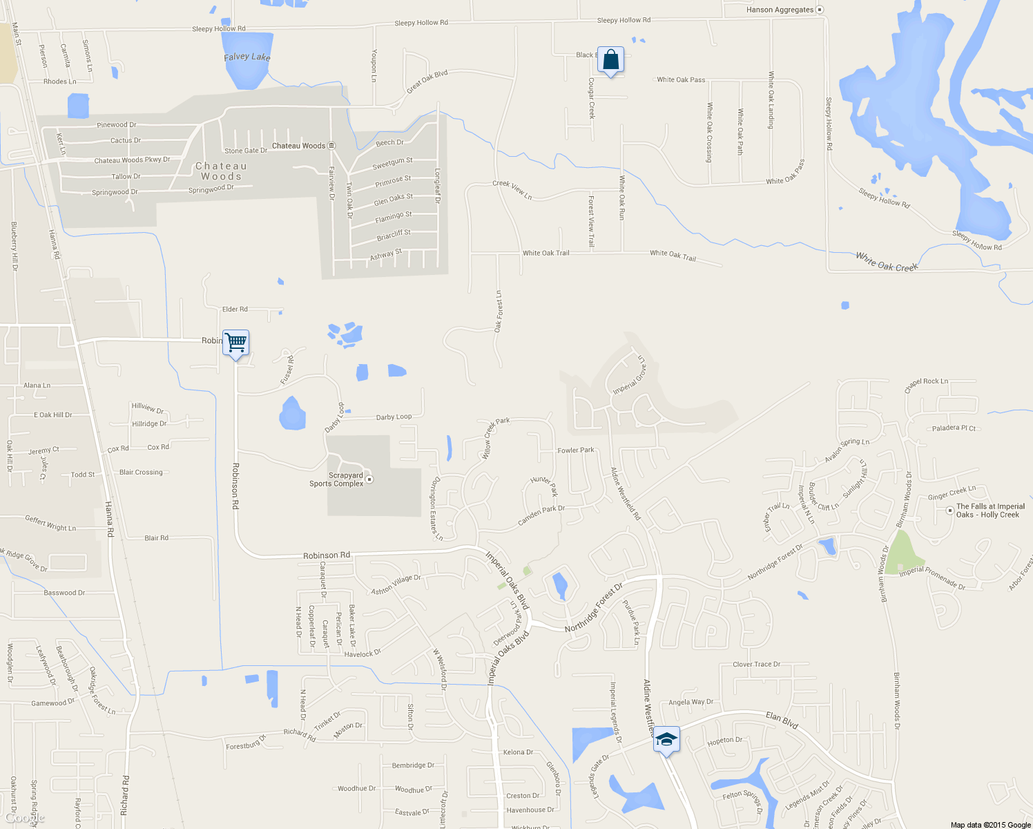 map of restaurants, bars, coffee shops, grocery stores, and more near 32027 Willow Creek Park in Conroe