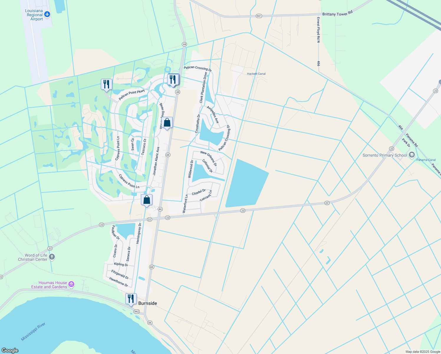 map of restaurants, bars, coffee shops, grocery stores, and more near 41287 Colonial Drive in Sorrento