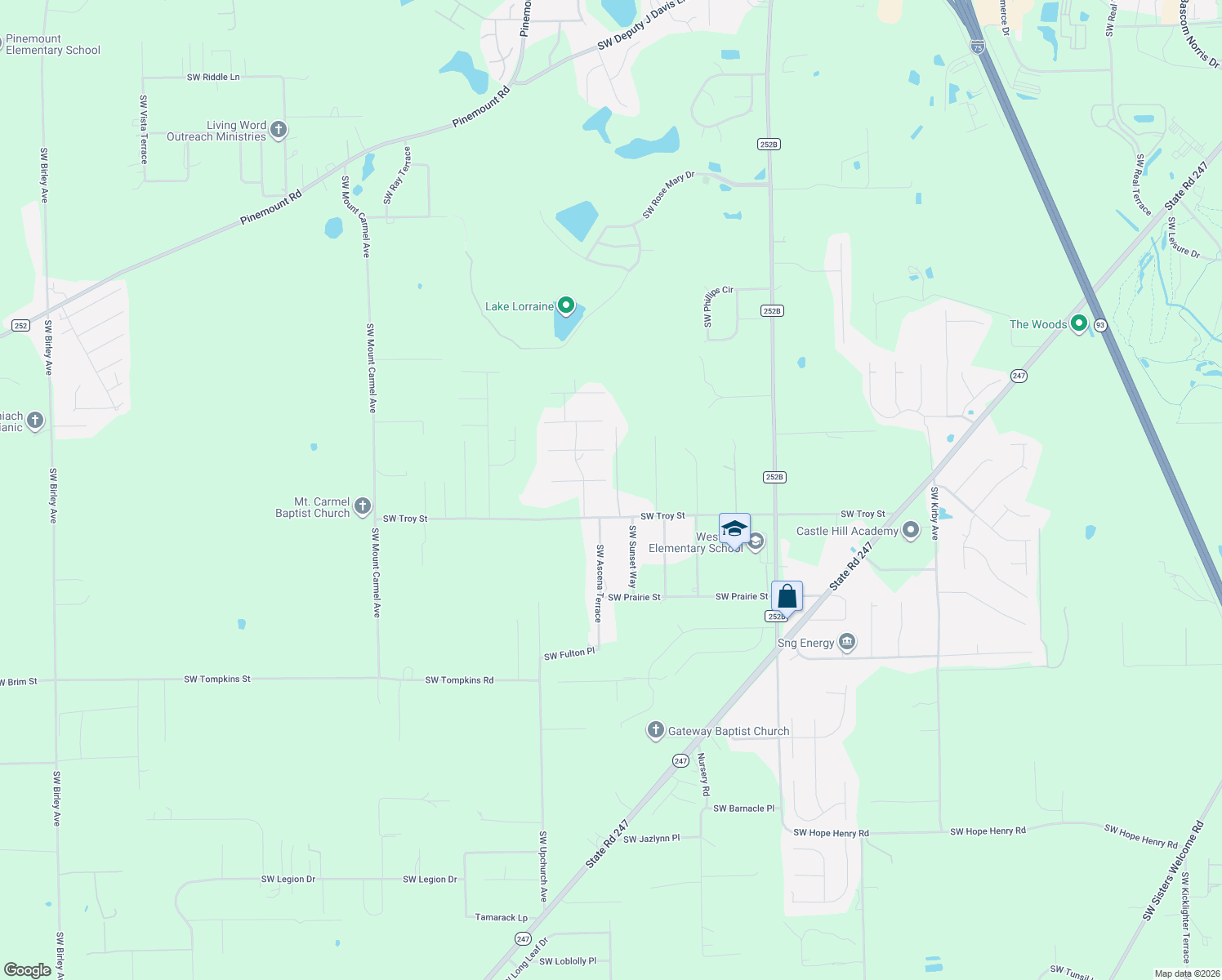 map of restaurants, bars, coffee shops, grocery stores, and more near 176 Southwest Platinum Glen in Lake City