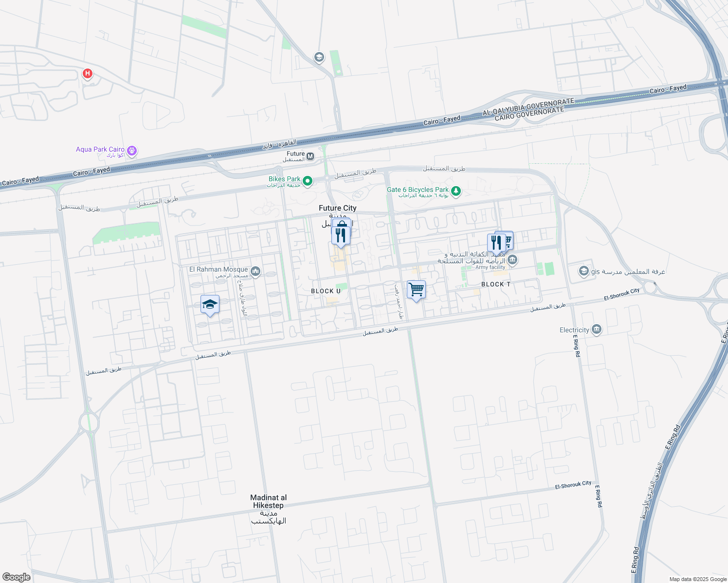 map of restaurants, bars, coffee shops, grocery stores, and more near in El Shorouk