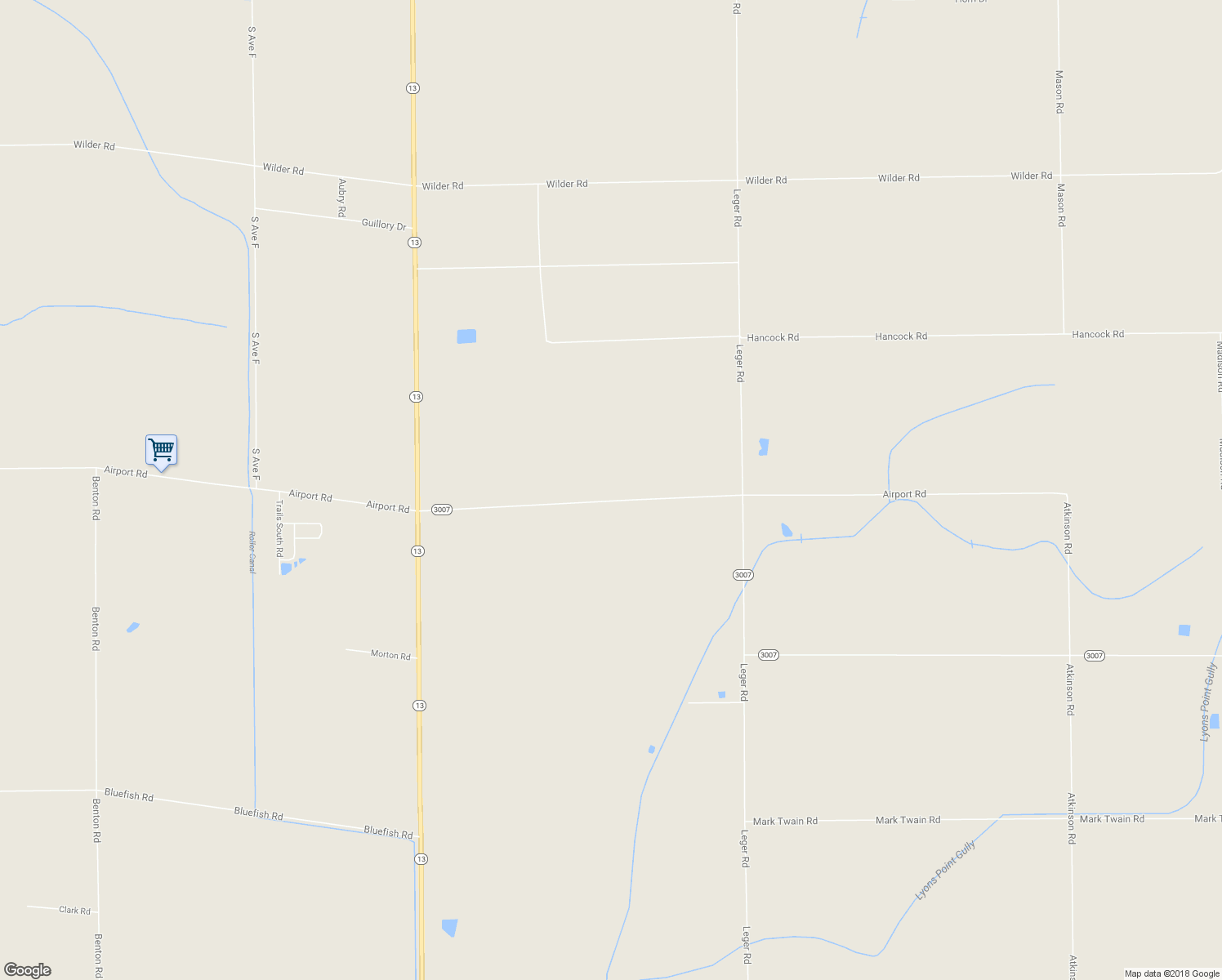 map of restaurants, bars, coffee shops, grocery stores, and more near 9255 Airport Road in Crowley