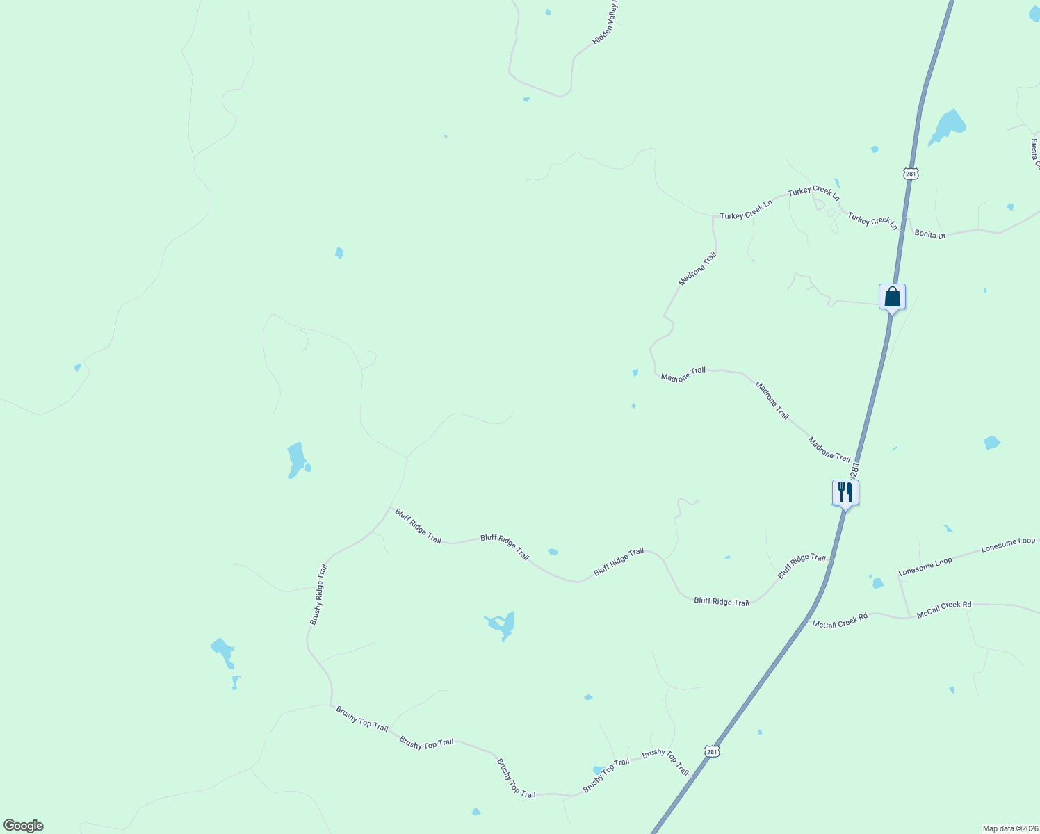map of restaurants, bars, coffee shops, grocery stores, and more near 43 Brushy Ridge Trail in Johnson City