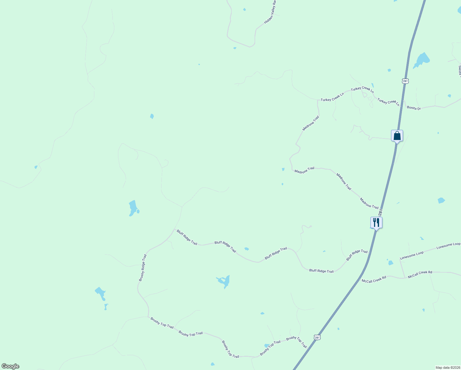 map of restaurants, bars, coffee shops, grocery stores, and more near 43 Brushy Ridge Trail in Johnson City