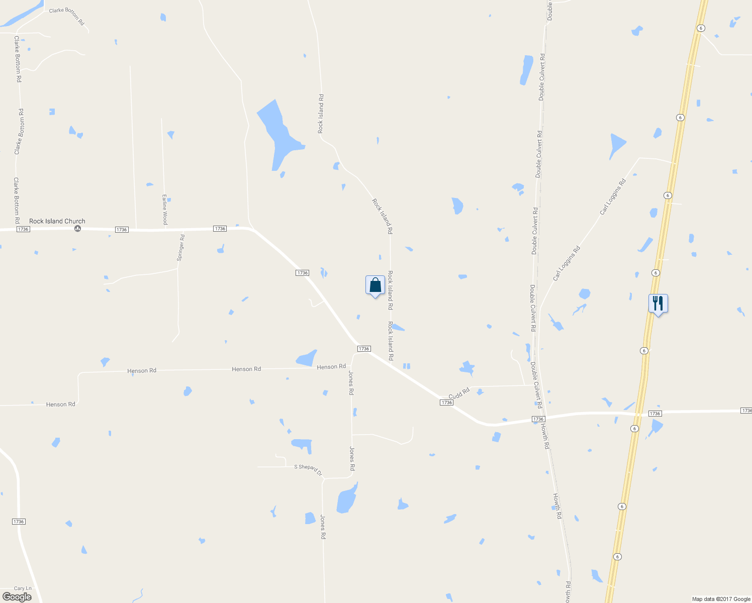 map of restaurants, bars, coffee shops, grocery stores, and more near 27351 Rock Island Road in Hempstead