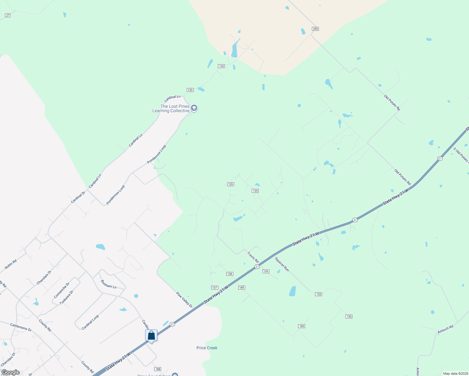 map of restaurants, bars, coffee shops, grocery stores, and more near 275 Travis Road in Paige