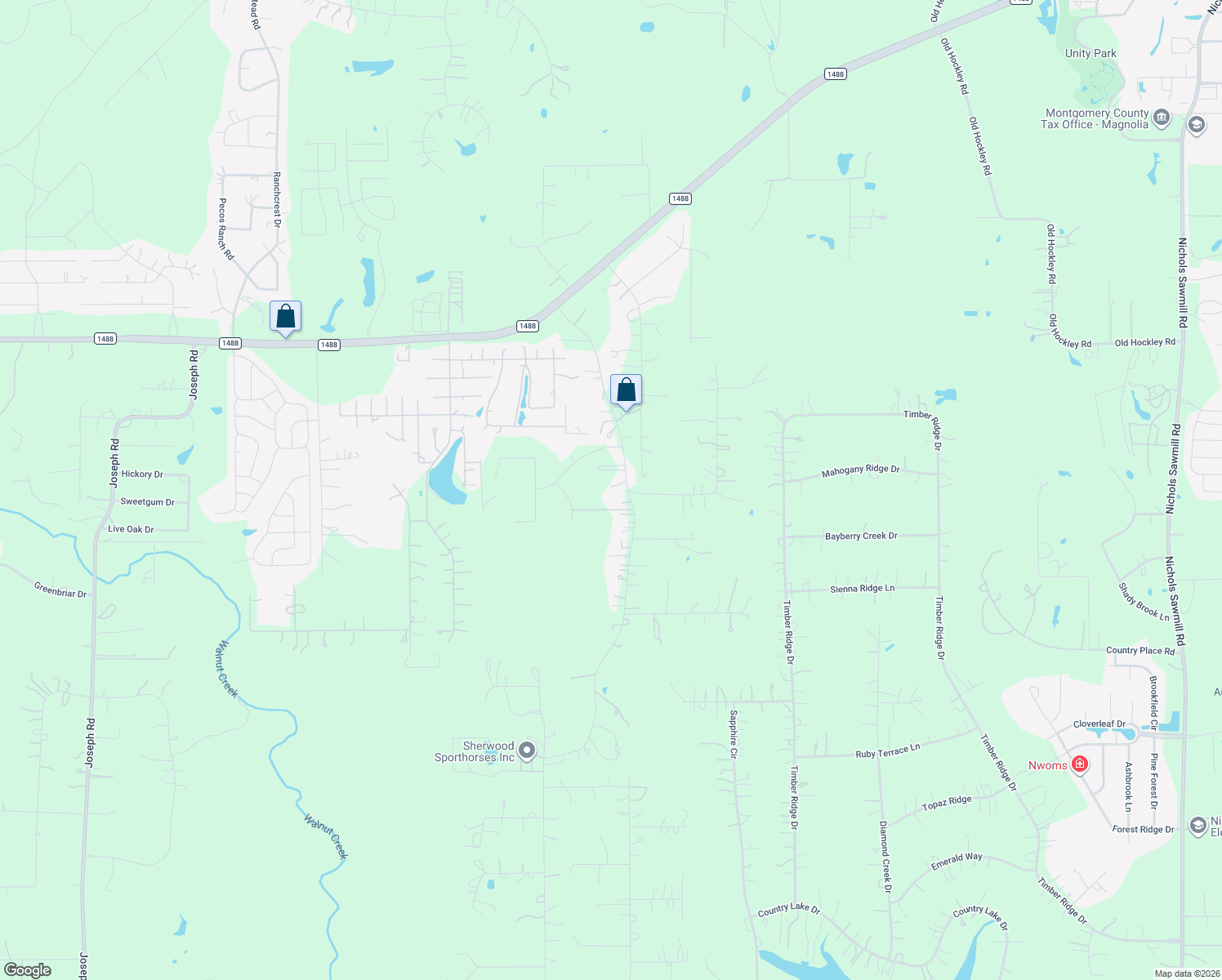 map of restaurants, bars, coffee shops, grocery stores, and more near 19588 Alford Rd in Magnolia