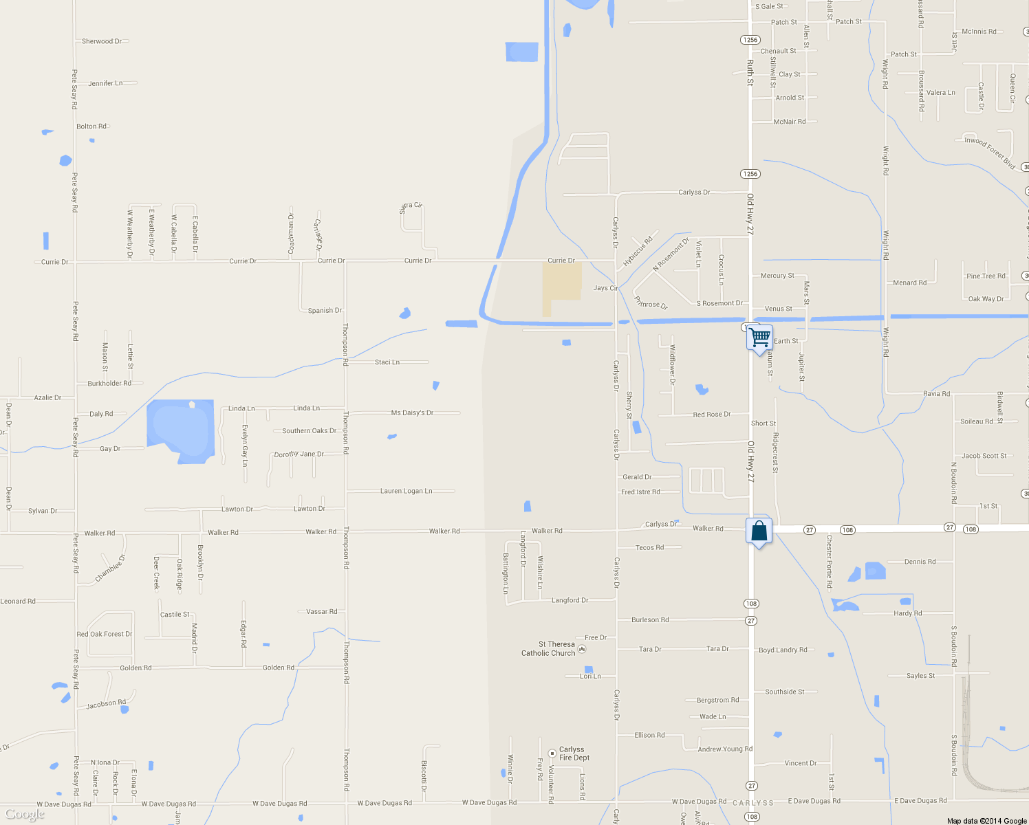 map of restaurants, bars, coffee shops, grocery stores, and more near 4282 Carlyss Drive in Sulphur