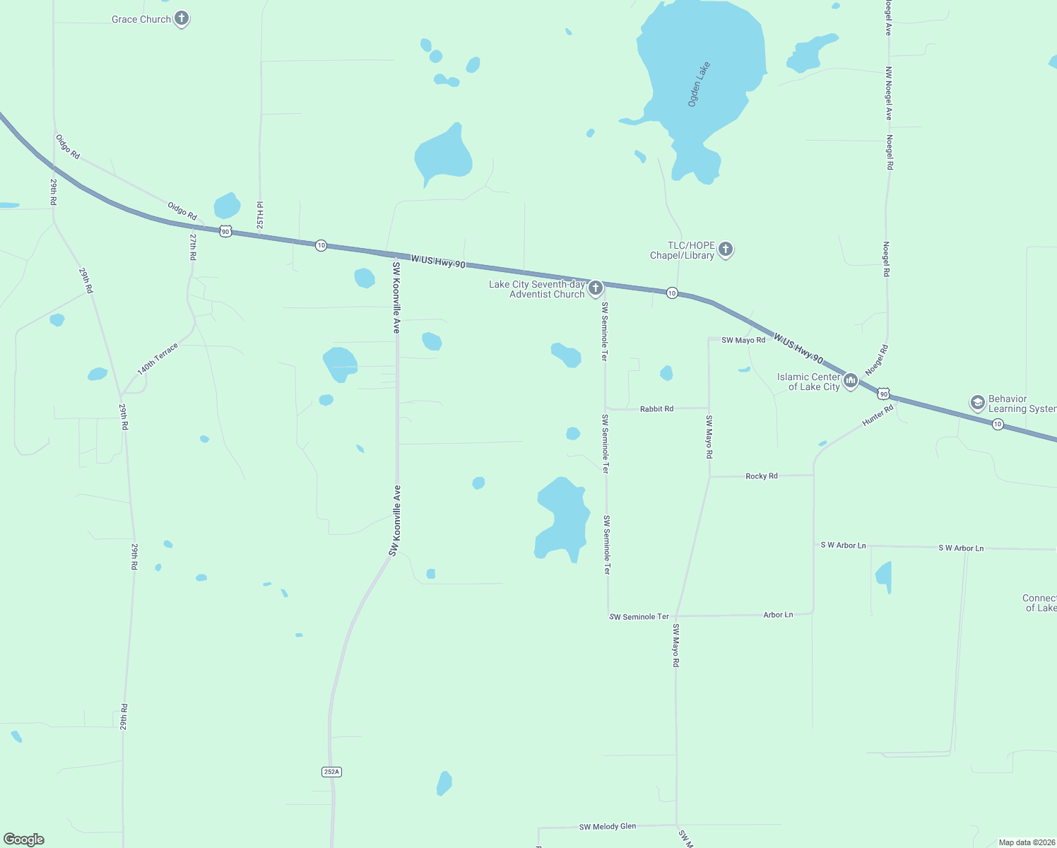 map of restaurants, bars, coffee shops, grocery stores, and more near 551 Southwest Archie Glen in Lake City