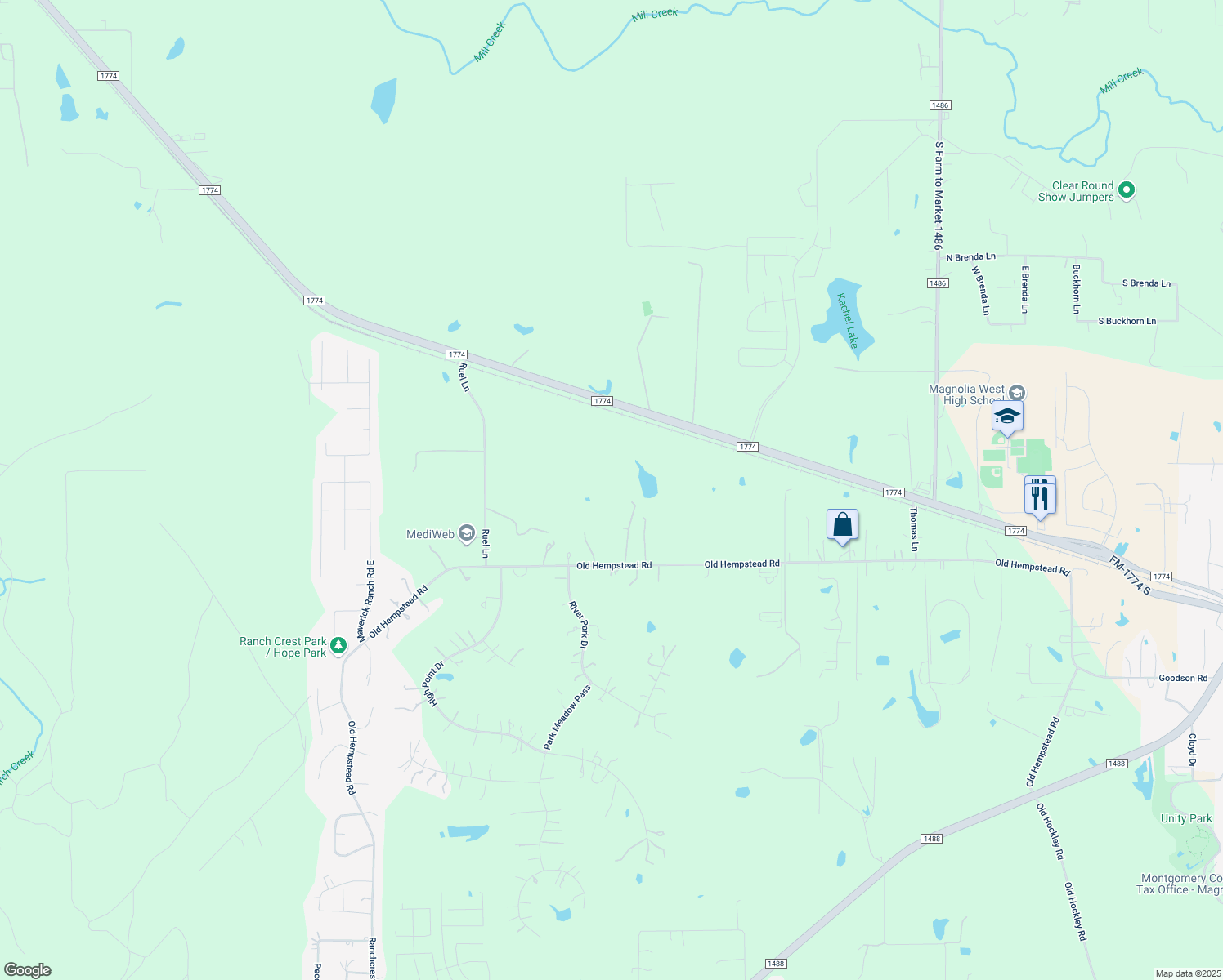 map of restaurants, bars, coffee shops, grocery stores, and more near 33920 Old Hempstead Road in Magnolia