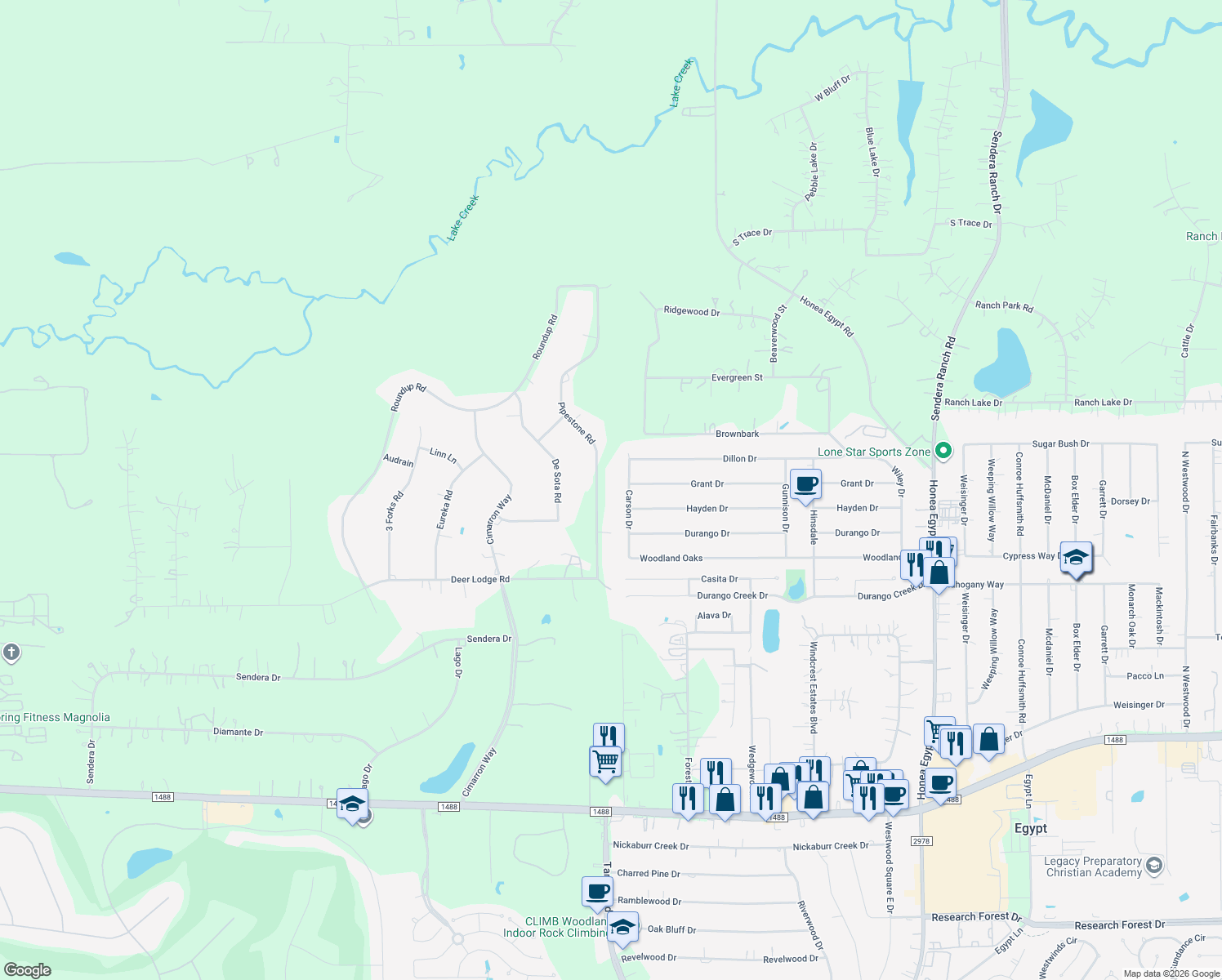 map of restaurants, bars, coffee shops, grocery stores, and more near 40218 Pipestone Road in Magnolia
