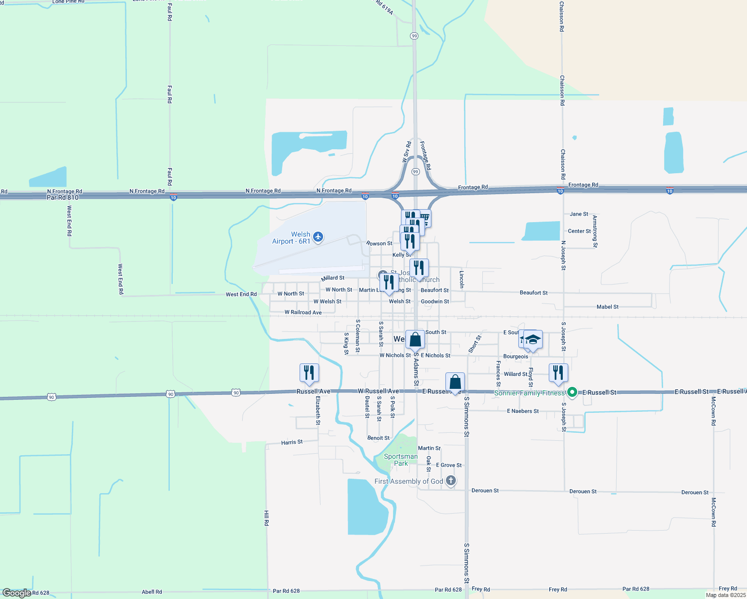map of restaurants, bars, coffee shops, grocery stores, and more near 412 Welsh Street in Welsh