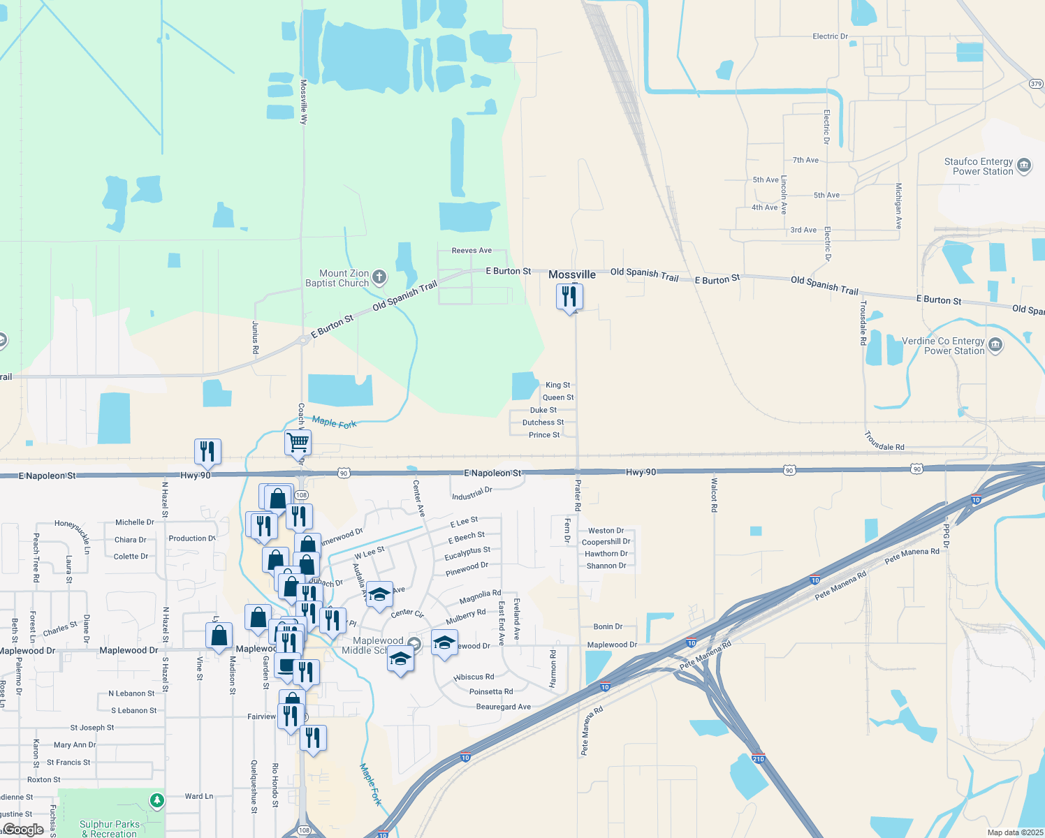 map of restaurants, bars, coffee shops, grocery stores, and more near 1972 Duke Street in Westlake