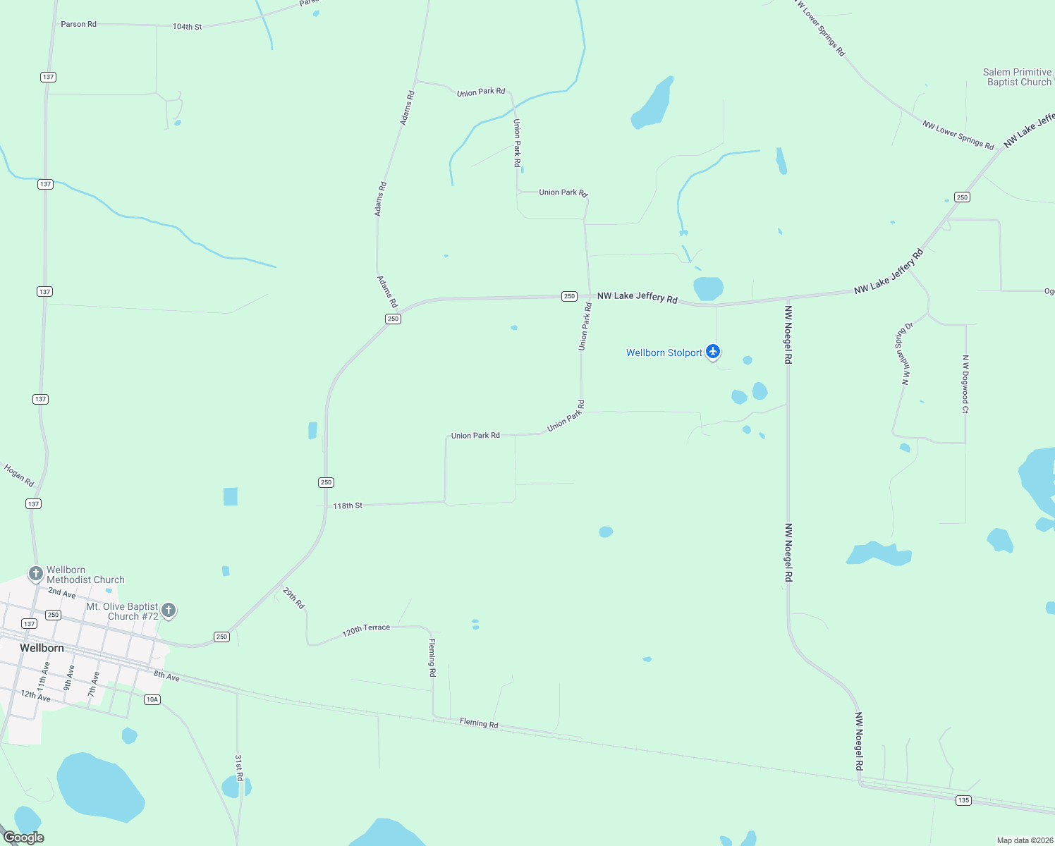 map of restaurants, bars, coffee shops, grocery stores, and more near 596 Union Park Road in Wellborn