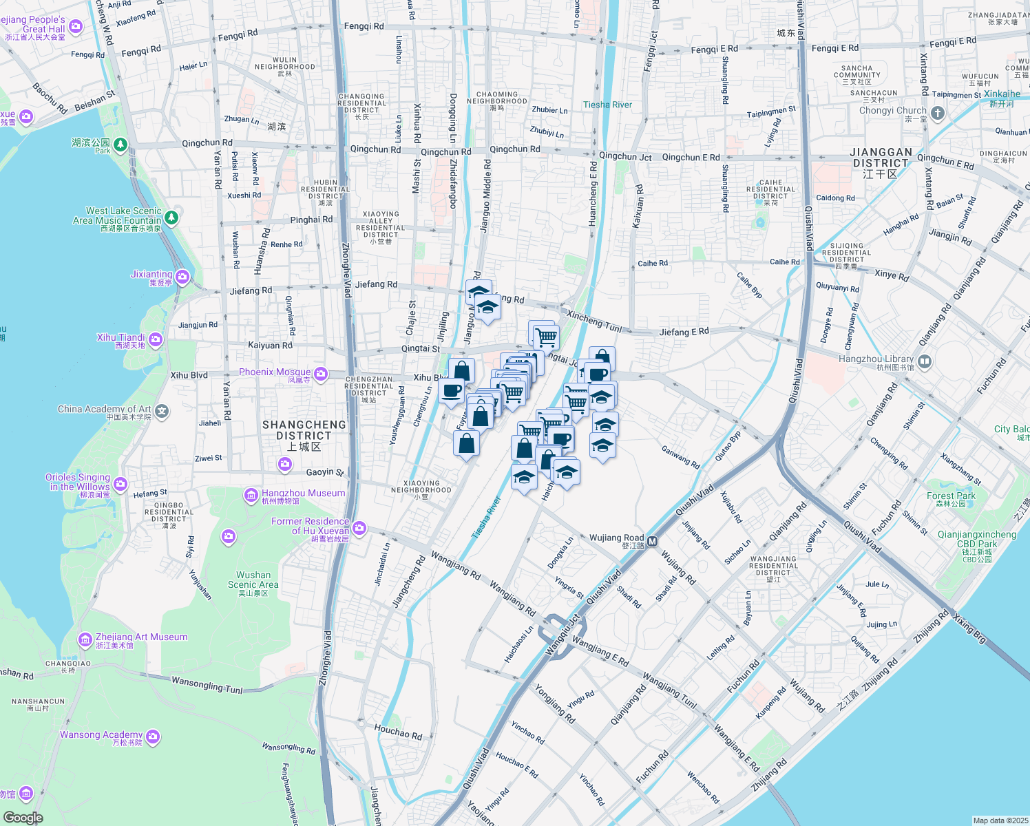 map of restaurants, bars, coffee shops, grocery stores, and more near in Hang Zhou Shi