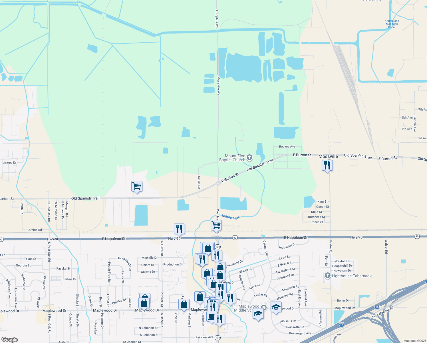 map of restaurants, bars, coffee shops, grocery stores, and more near 817 Reynaud Rd in Sulphur