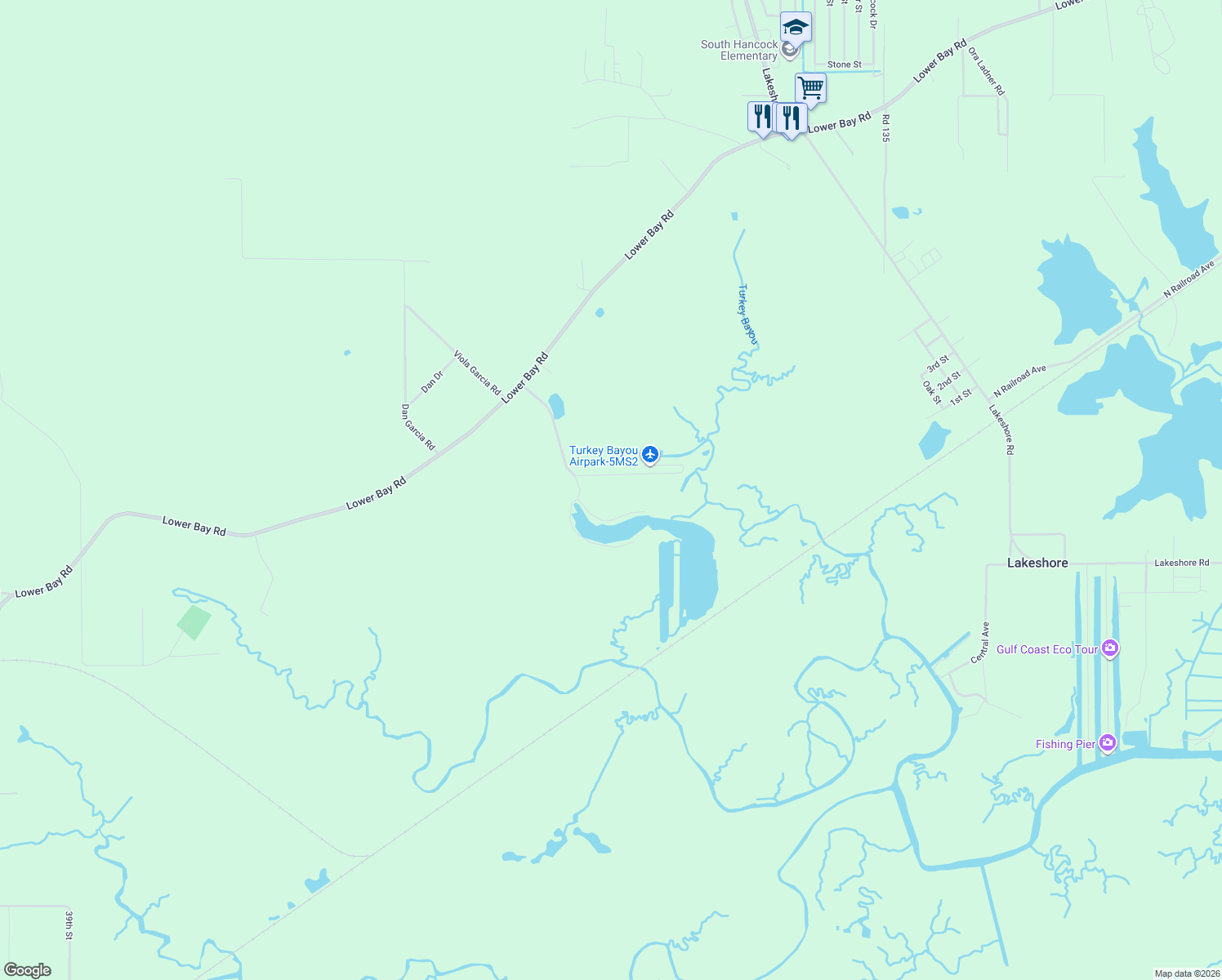 map of restaurants, bars, coffee shops, grocery stores, and more near 7131 Turkey Bayou Road in Bay Saint Louis