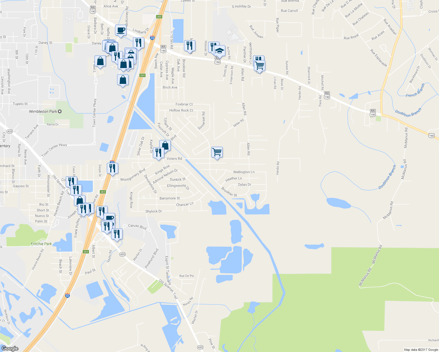 map of restaurants, bars, coffee shops, grocery stores, and more near 2009 Churchill Street in Slidell