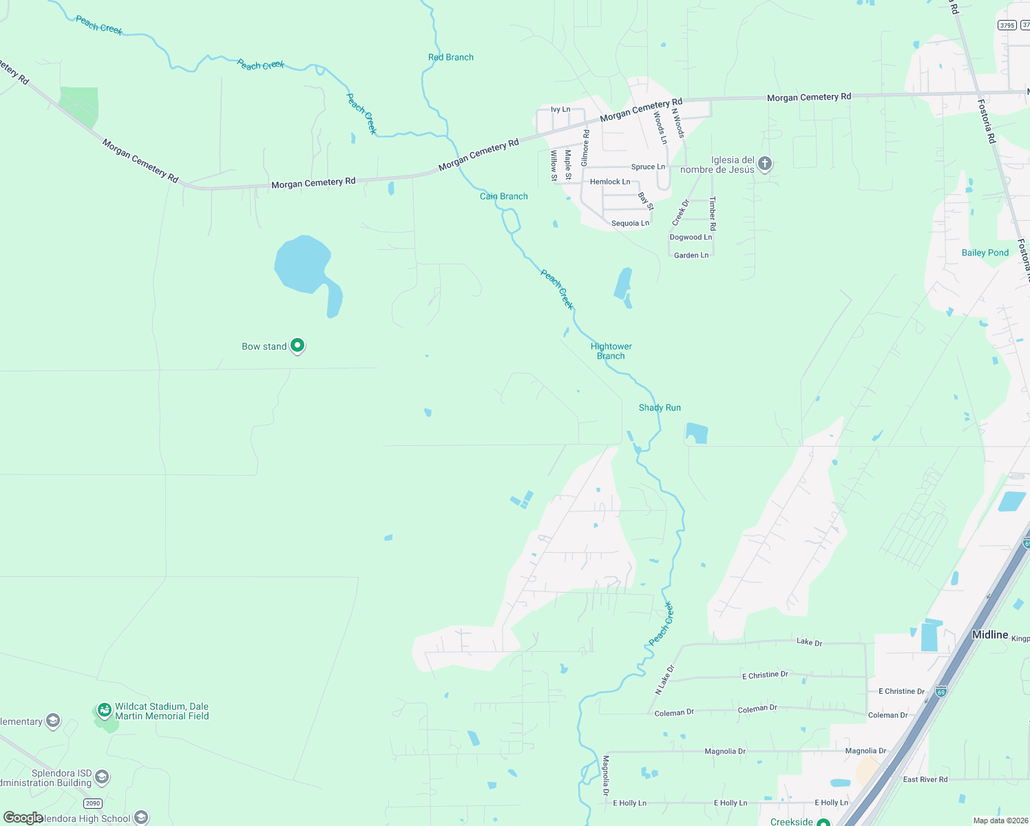 map of restaurants, bars, coffee shops, grocery stores, and more near 11934 Lake Forest Drive in Splendora
