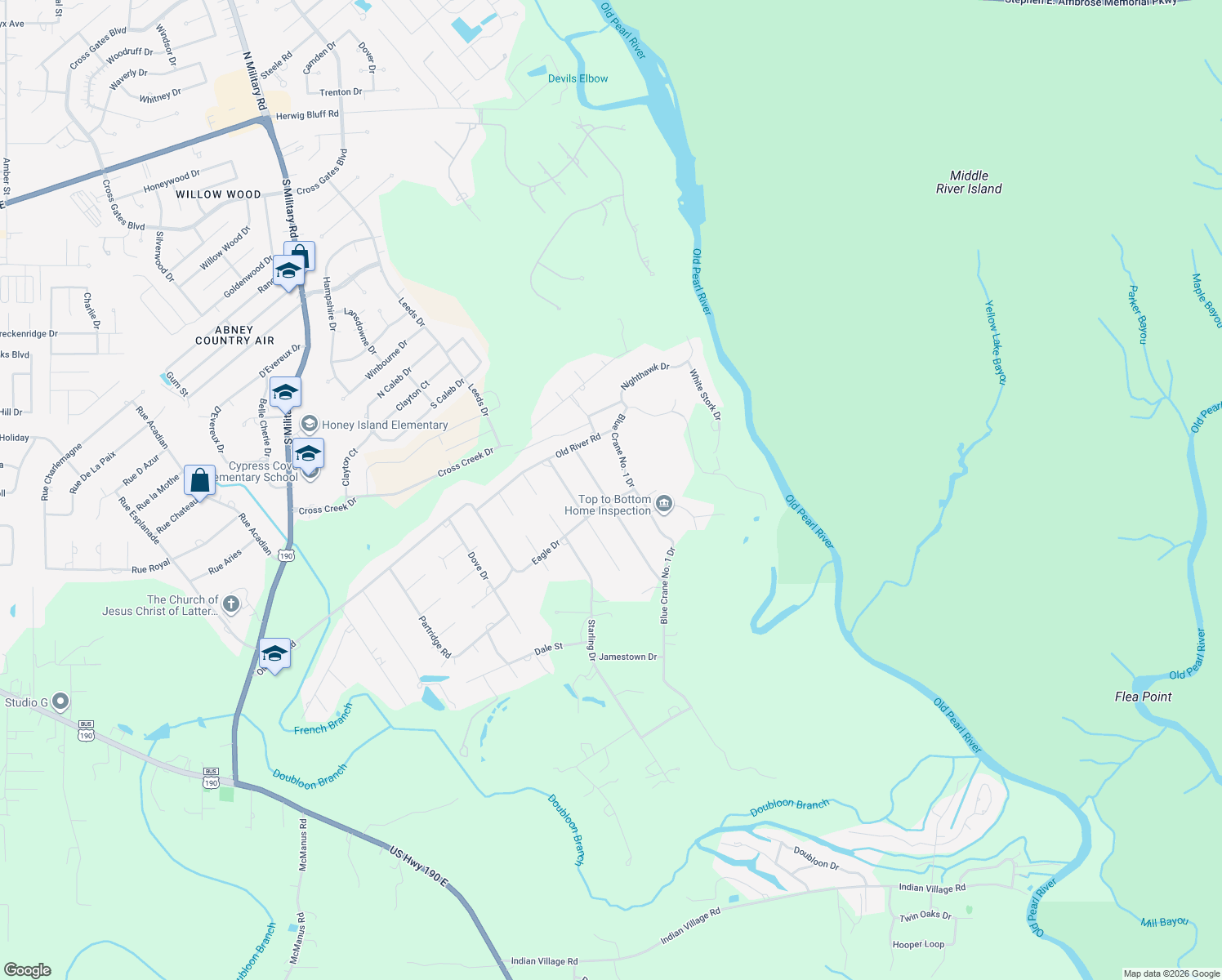 map of restaurants, bars, coffee shops, grocery stores, and more near 118 Golden Pheasant Drive in Slidell