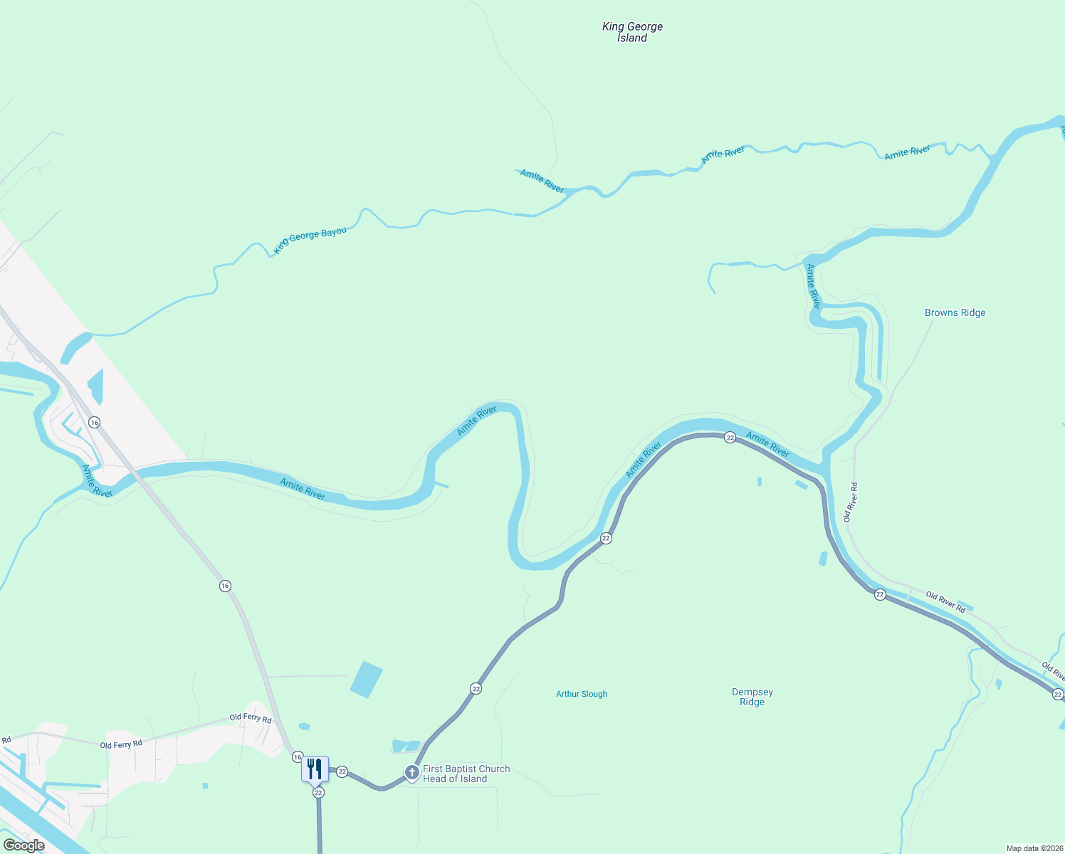 map of restaurants, bars, coffee shops, grocery stores, and more near 19093 La Trace Road in French Settlement