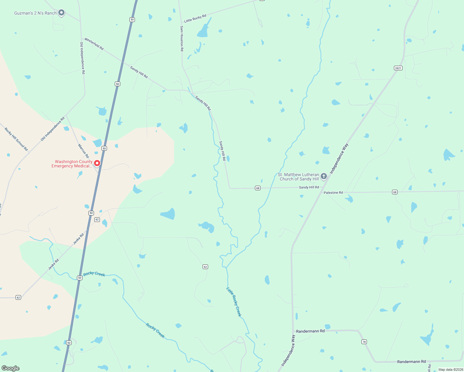 map of restaurants, bars, coffee shops, grocery stores, and more near 7939 Sandy Hill Road in Brenham