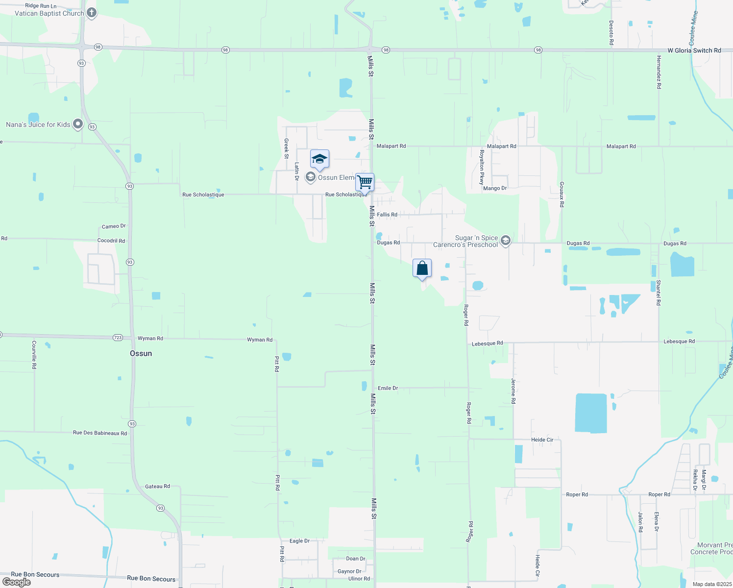 map of restaurants, bars, coffee shops, grocery stores, and more near 2321 Mills Street in Lafayette
