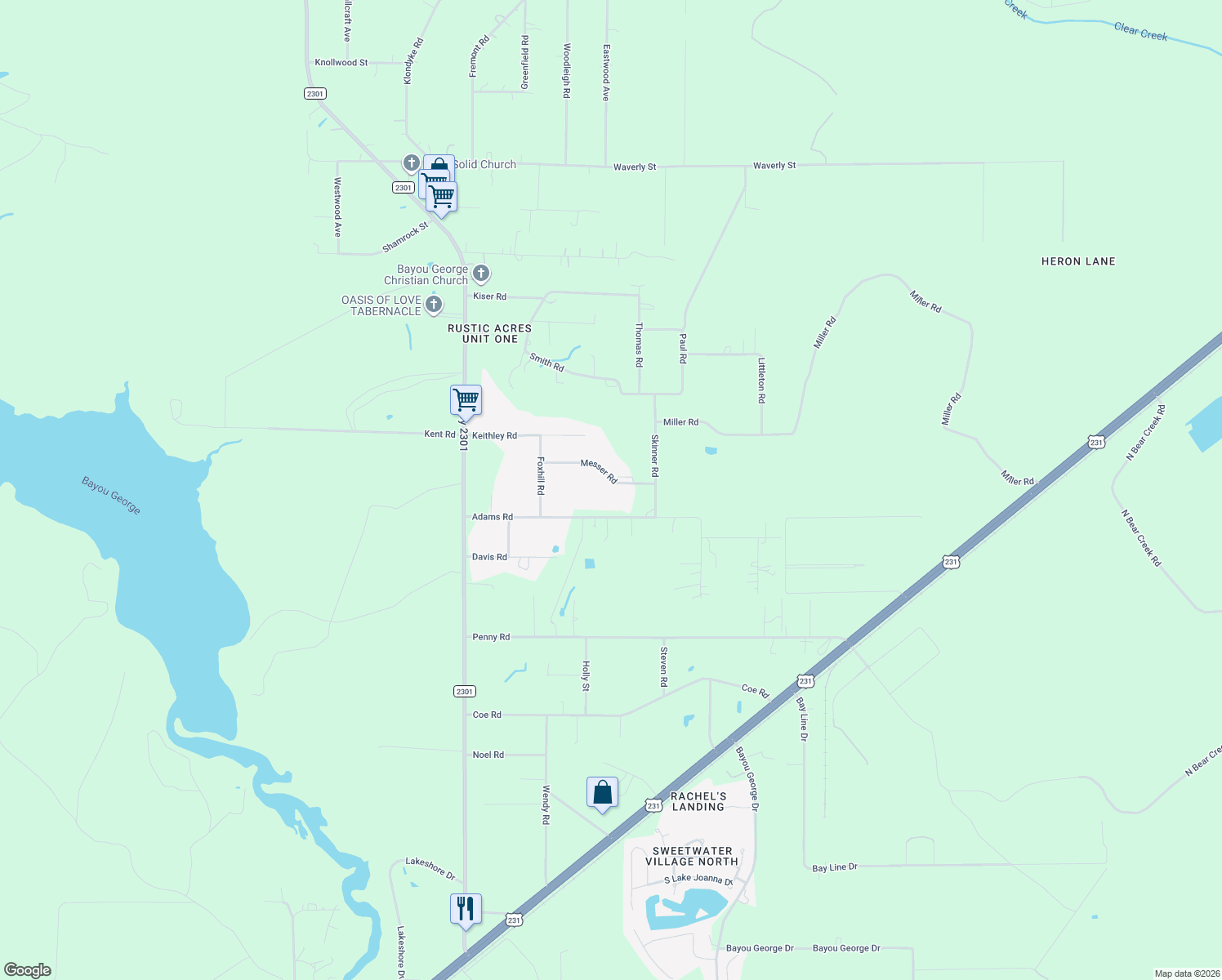 map of restaurants, bars, coffee shops, grocery stores, and more near 7034 Messer Road in Panama City