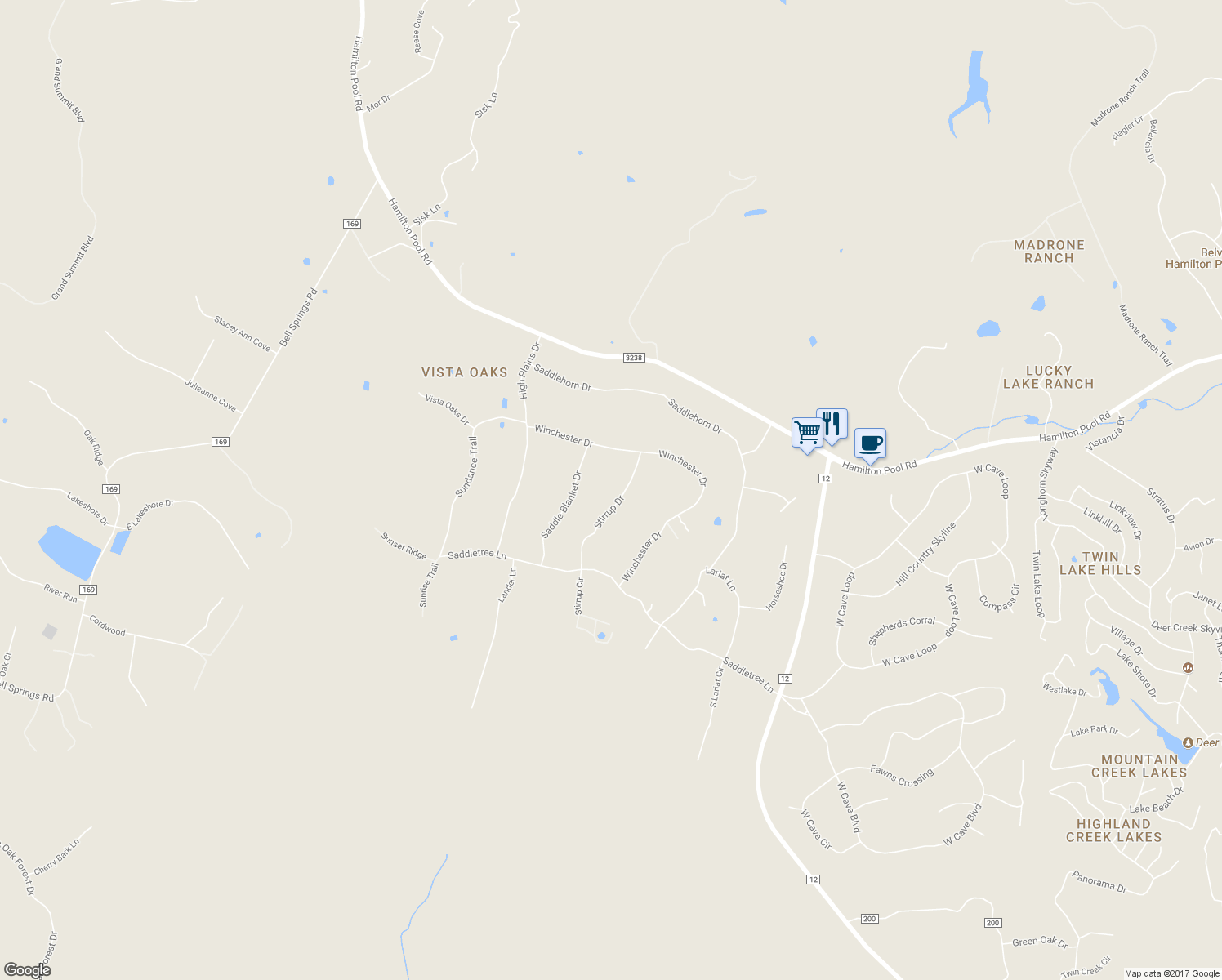 map of restaurants, bars, coffee shops, grocery stores, and more near 208 Stirrup Drive in Dripping Springs