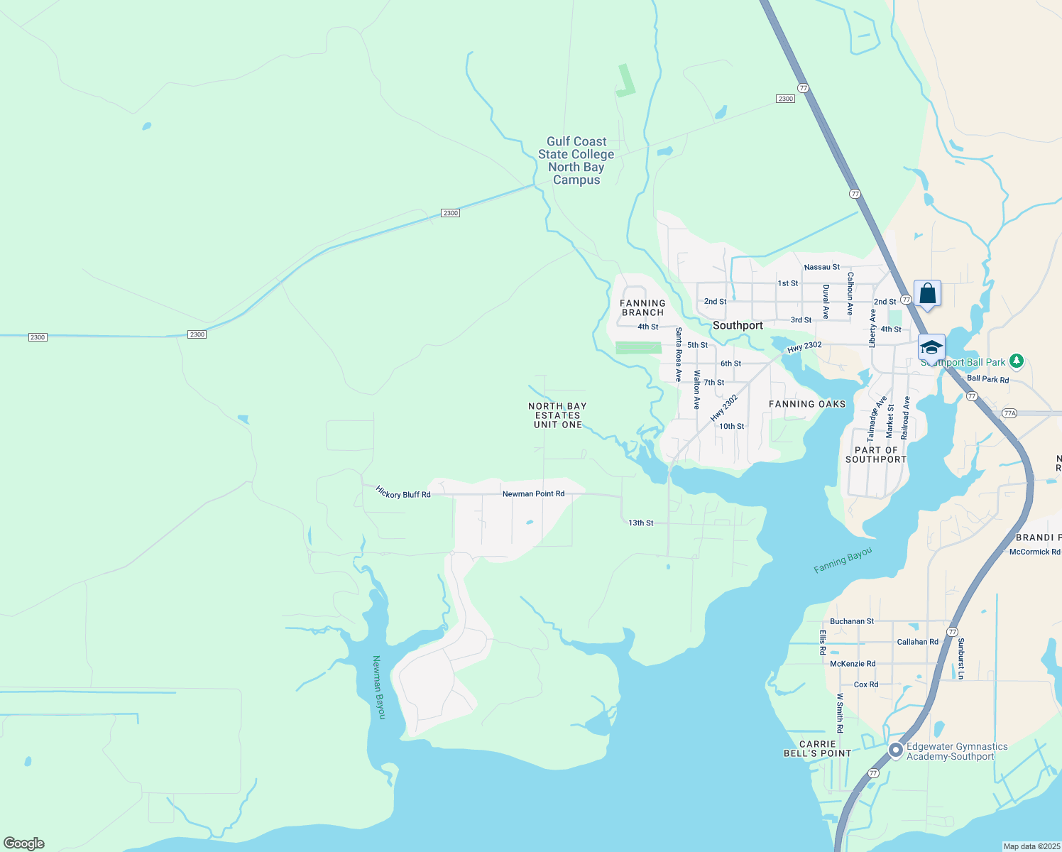 map of restaurants, bars, coffee shops, grocery stores, and more near 7421 Wiregrass Boulevard in Panama City