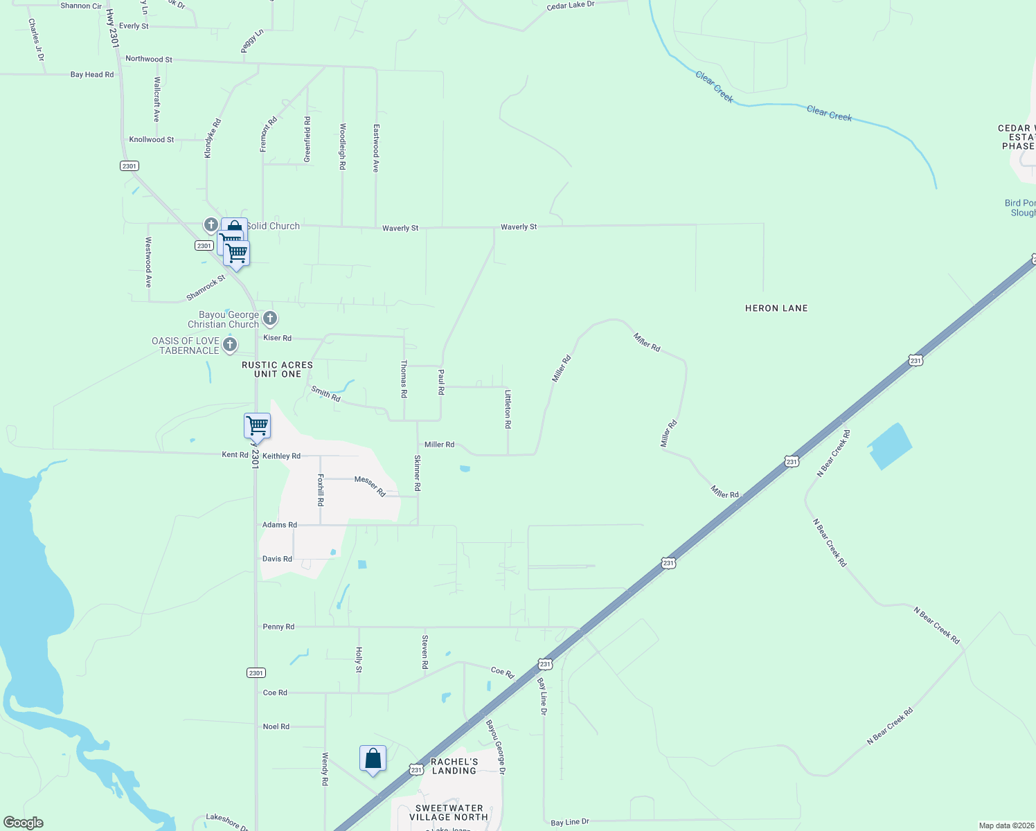map of restaurants, bars, coffee shops, grocery stores, and more near 7606 Littleton Road in Panama City
