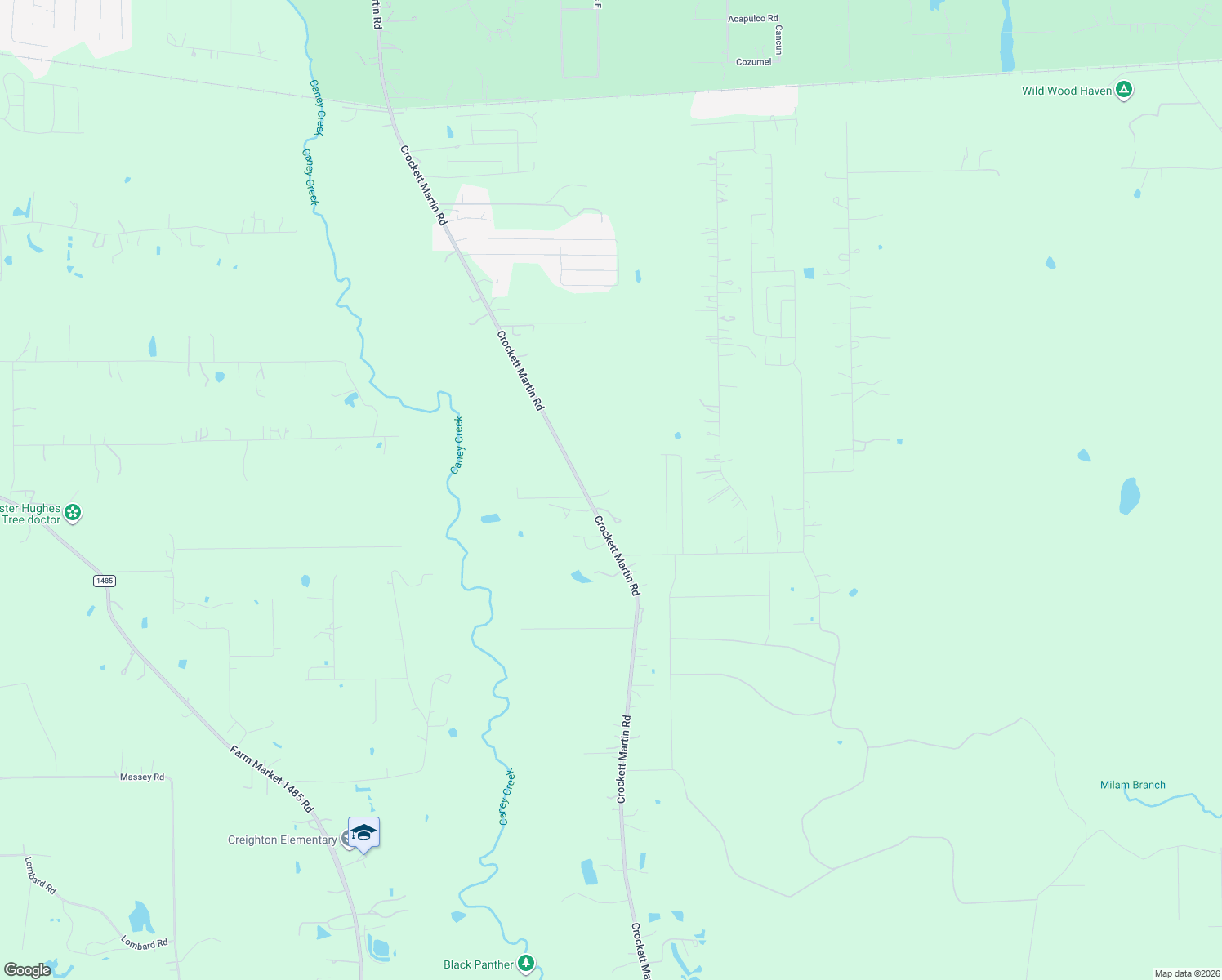 map of restaurants, bars, coffee shops, grocery stores, and more near 11029 Crockett Martin Road in Conroe