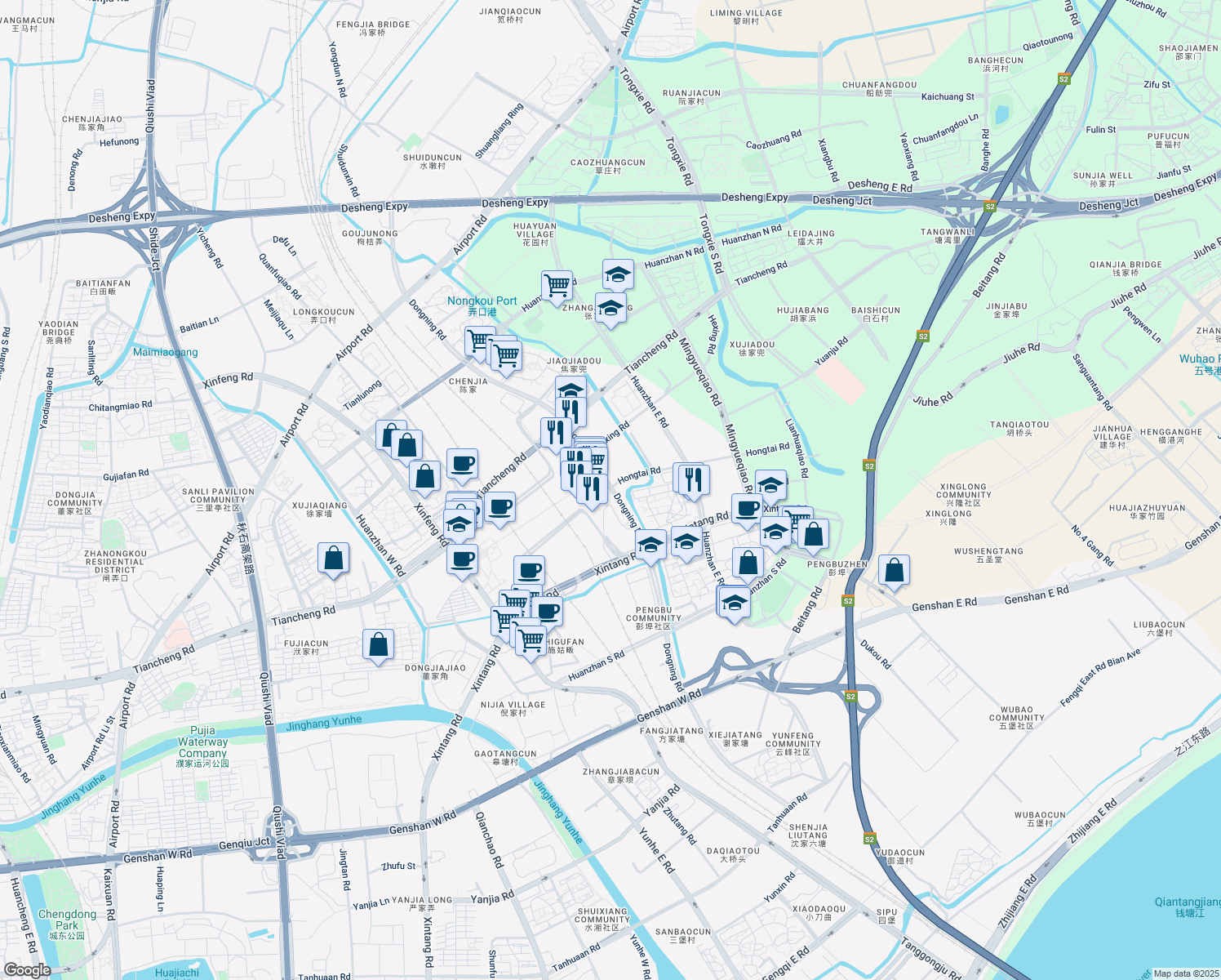 map of restaurants, bars, coffee shops, grocery stores, and more near Dong Ning Lu in Hang Zhou Shi